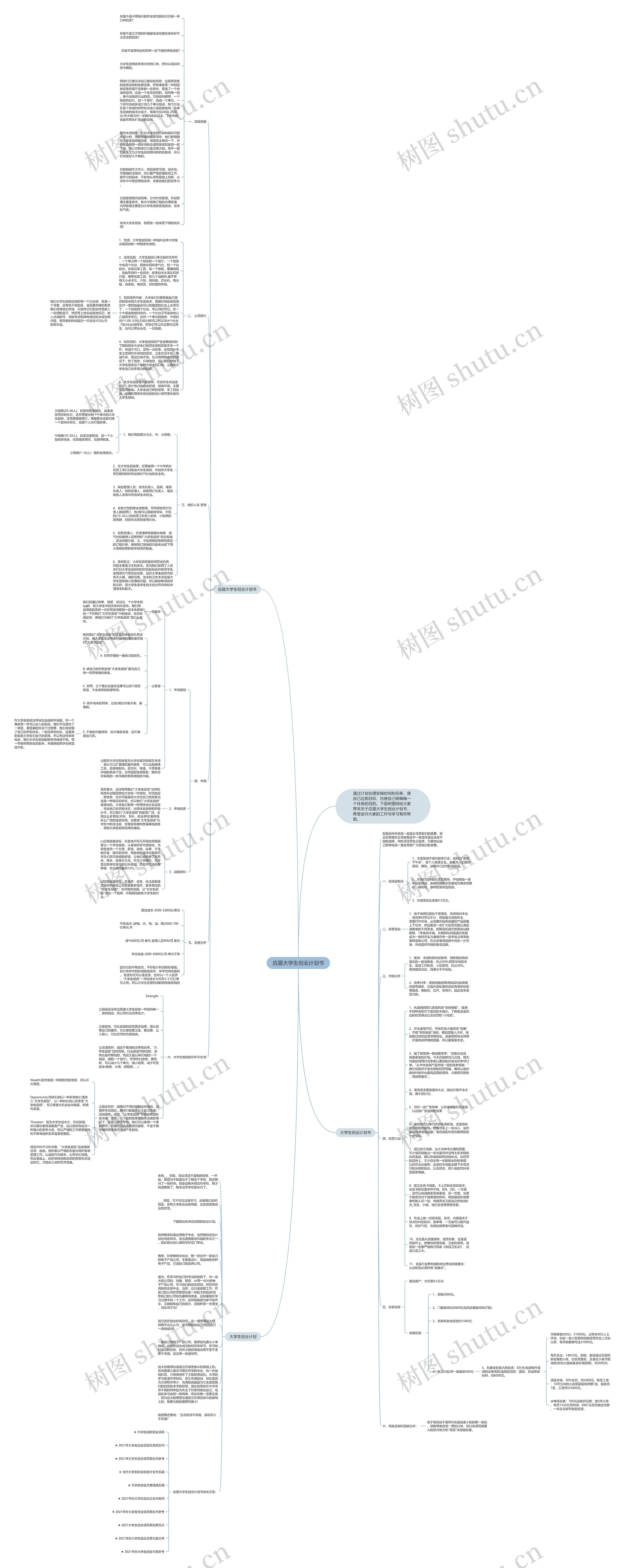 应届大学生创业计划书思维导图