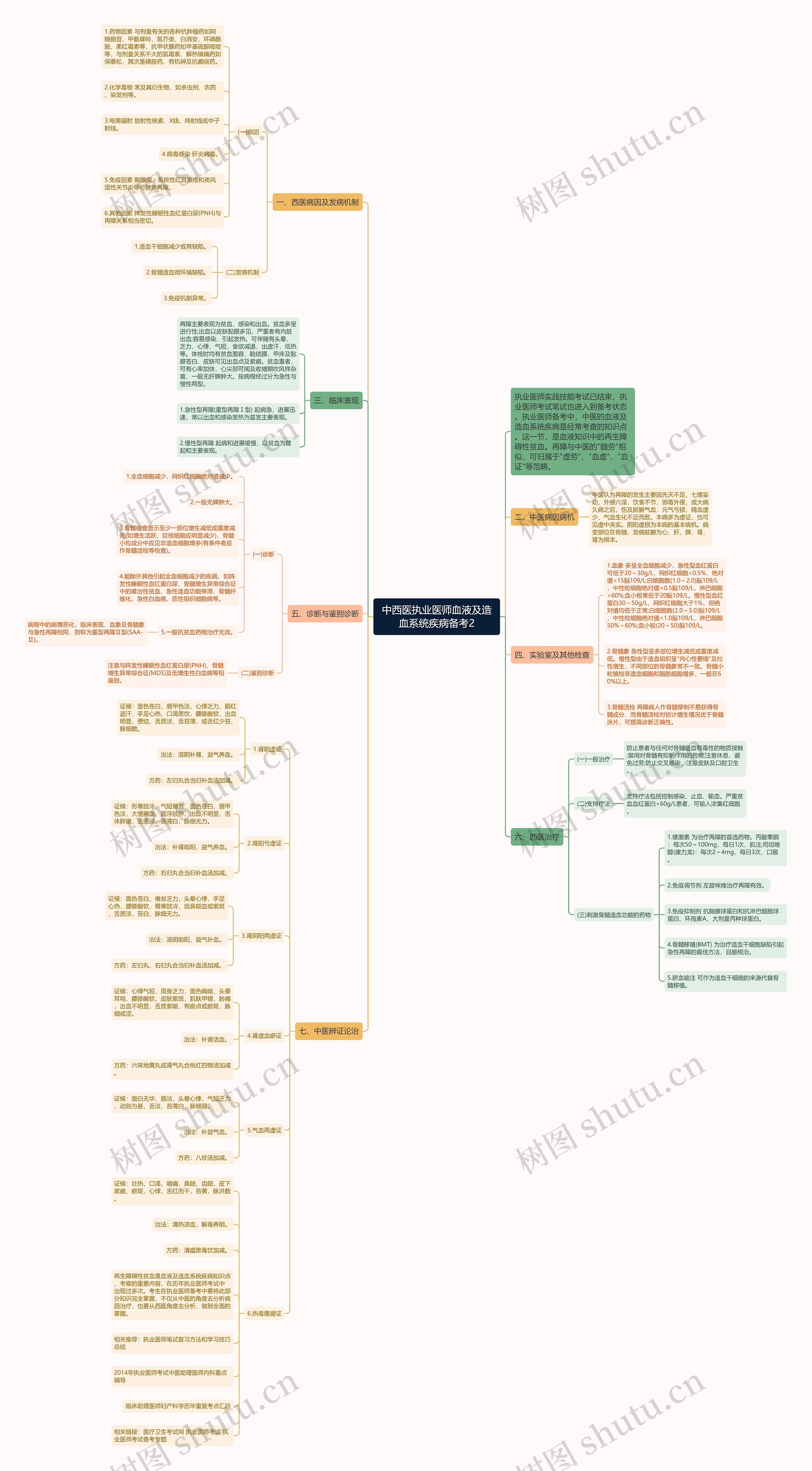 中西医执业医师血液及造血系统疾病备考2思维导图
