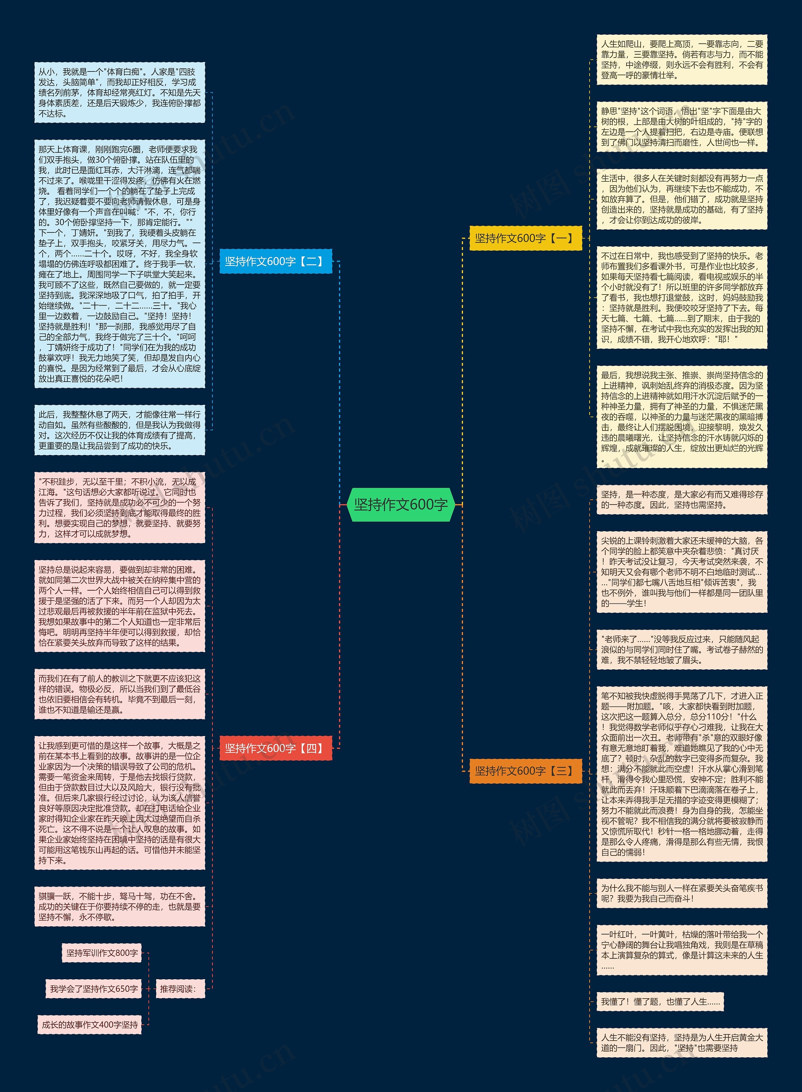 坚持作文600字思维导图