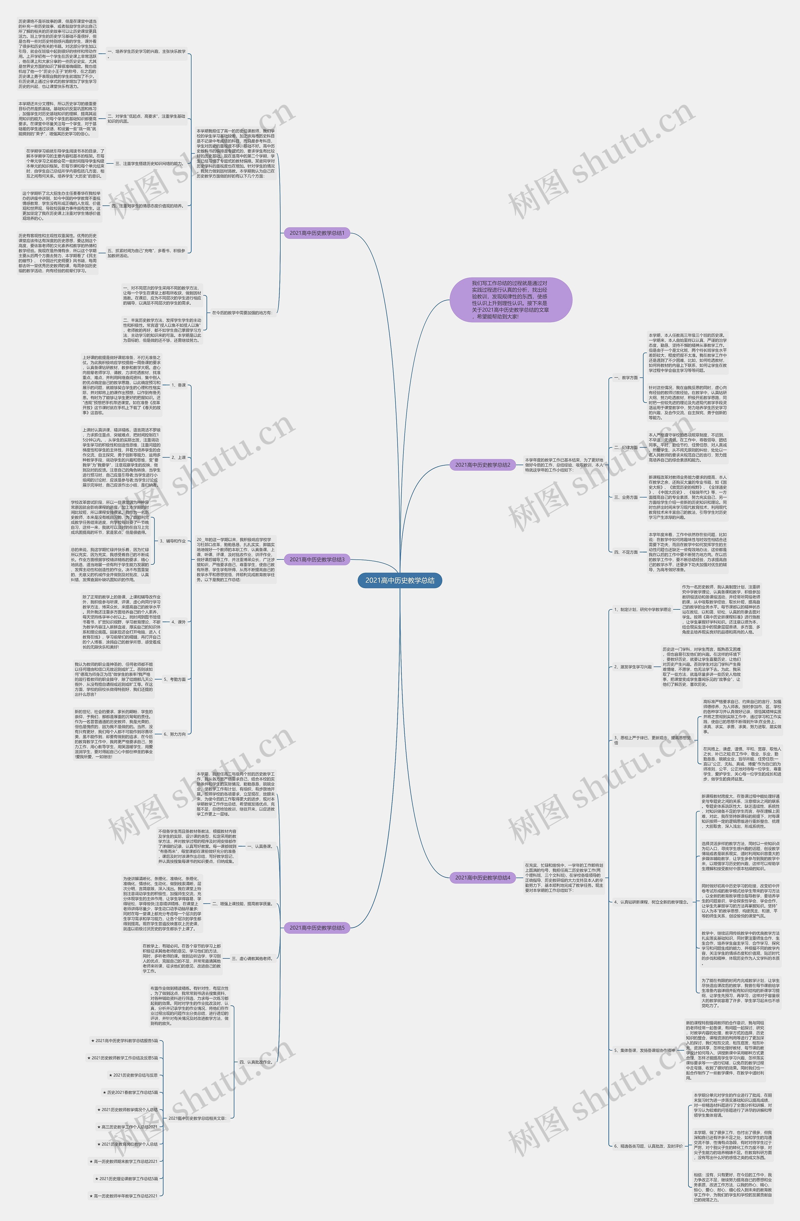 2021高中历史教学总结思维导图