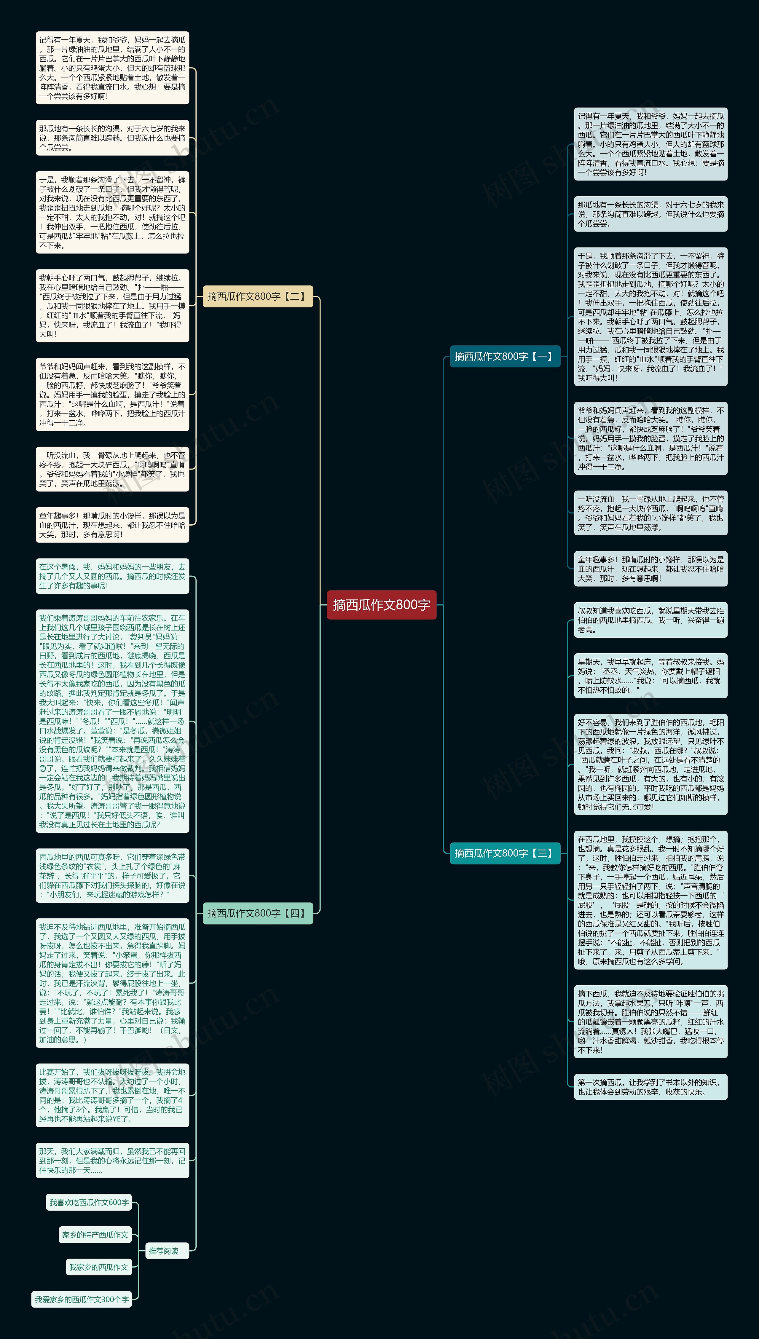 摘西瓜作文800字思维导图