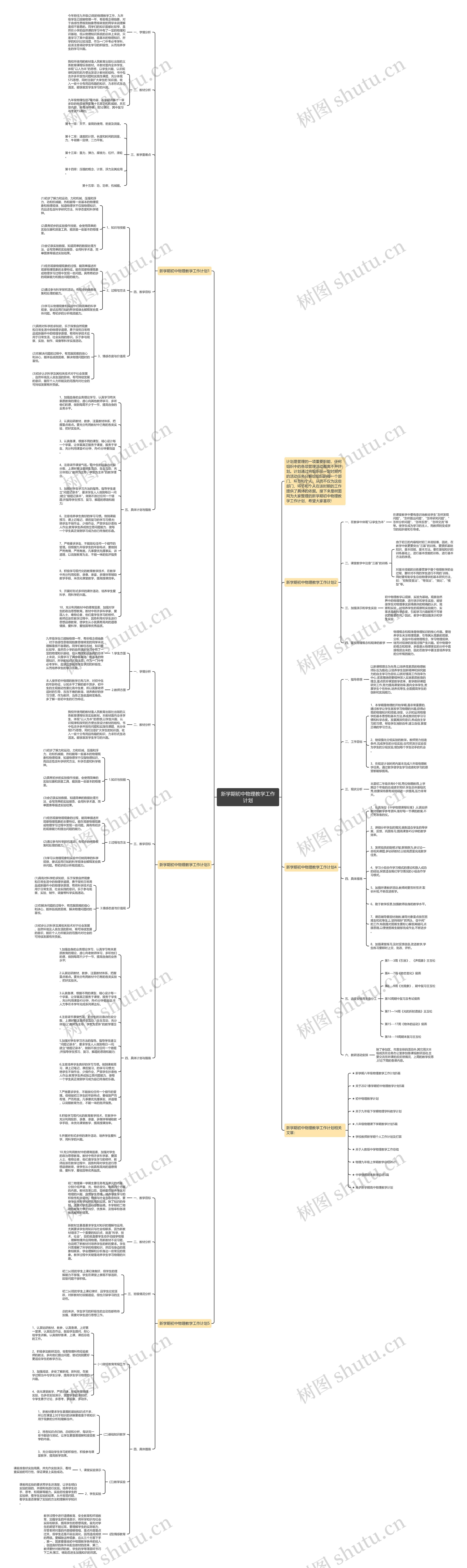 新学期初中物理教学工作计划思维导图