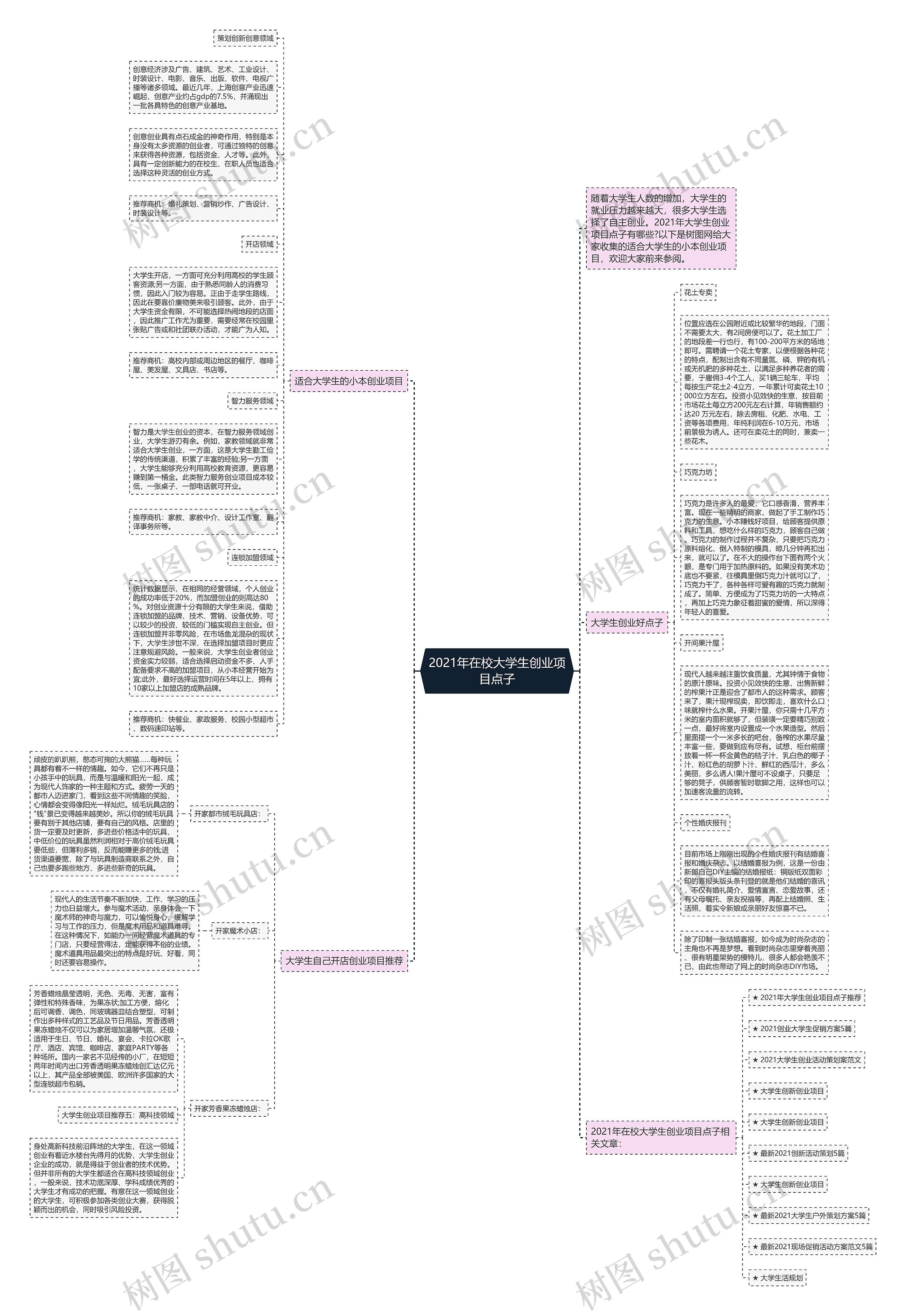 2021年在校大学生创业项目点子思维导图