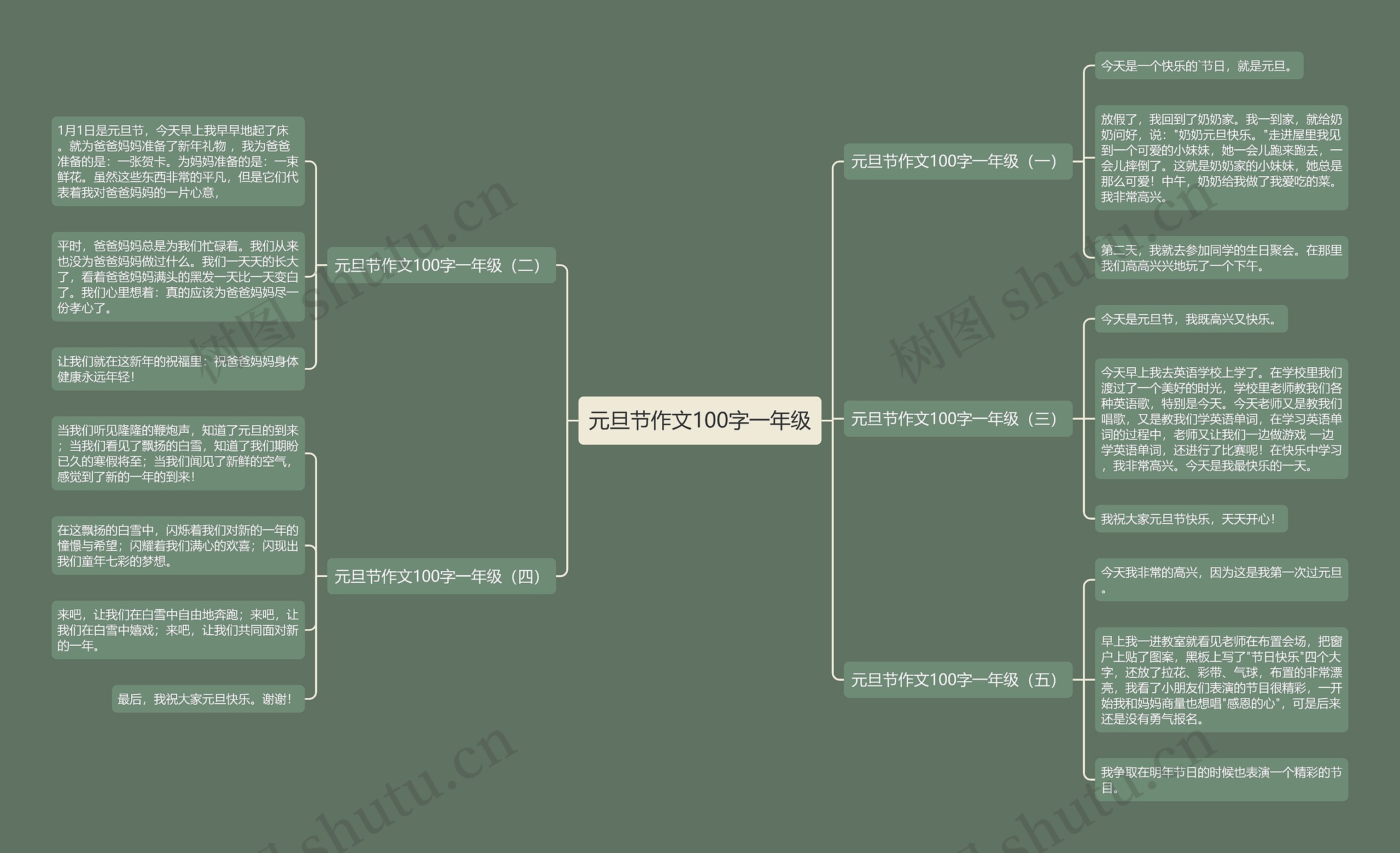 元旦节作文100字一年级思维导图