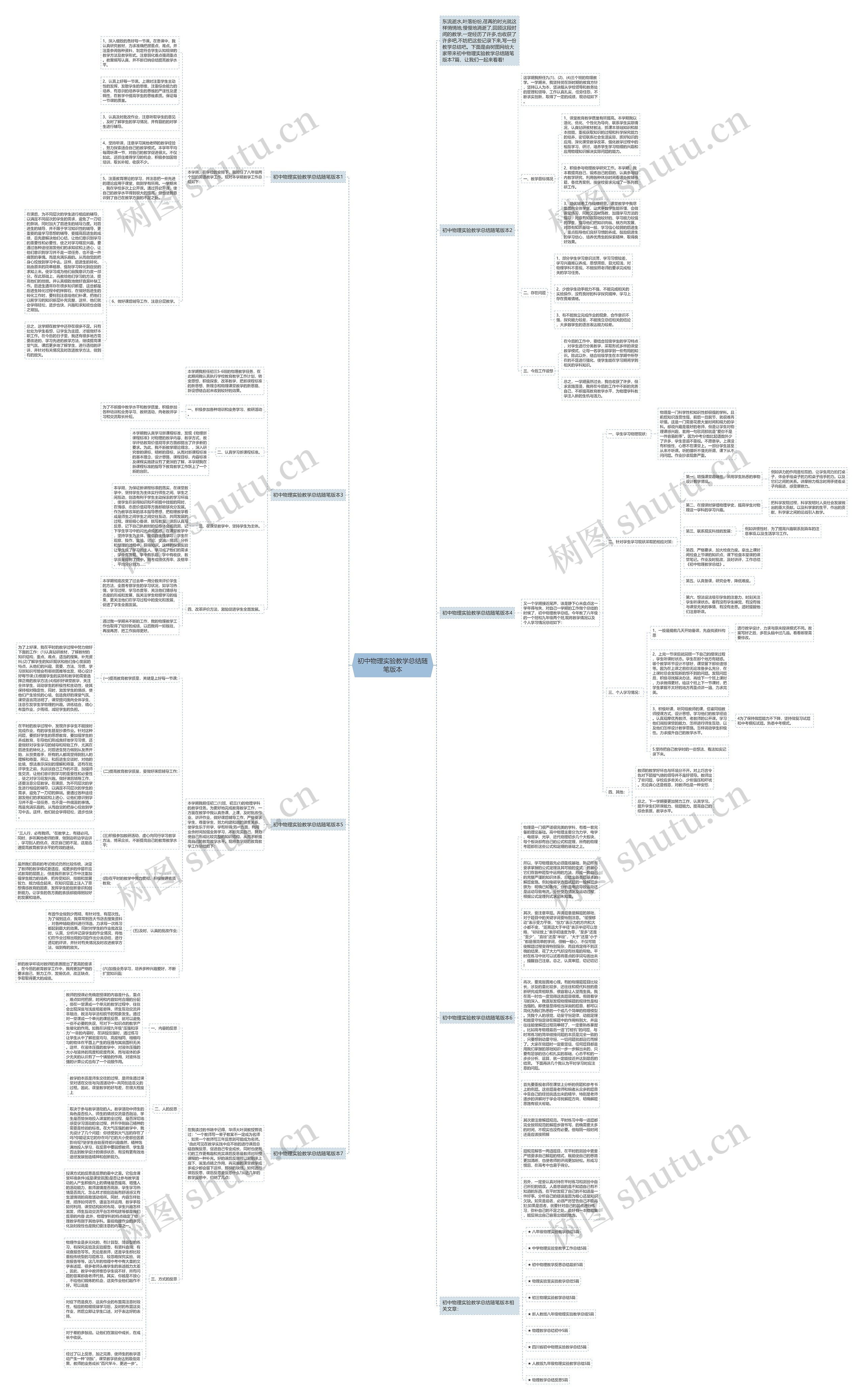初中物理实验教学总结随笔版本思维导图