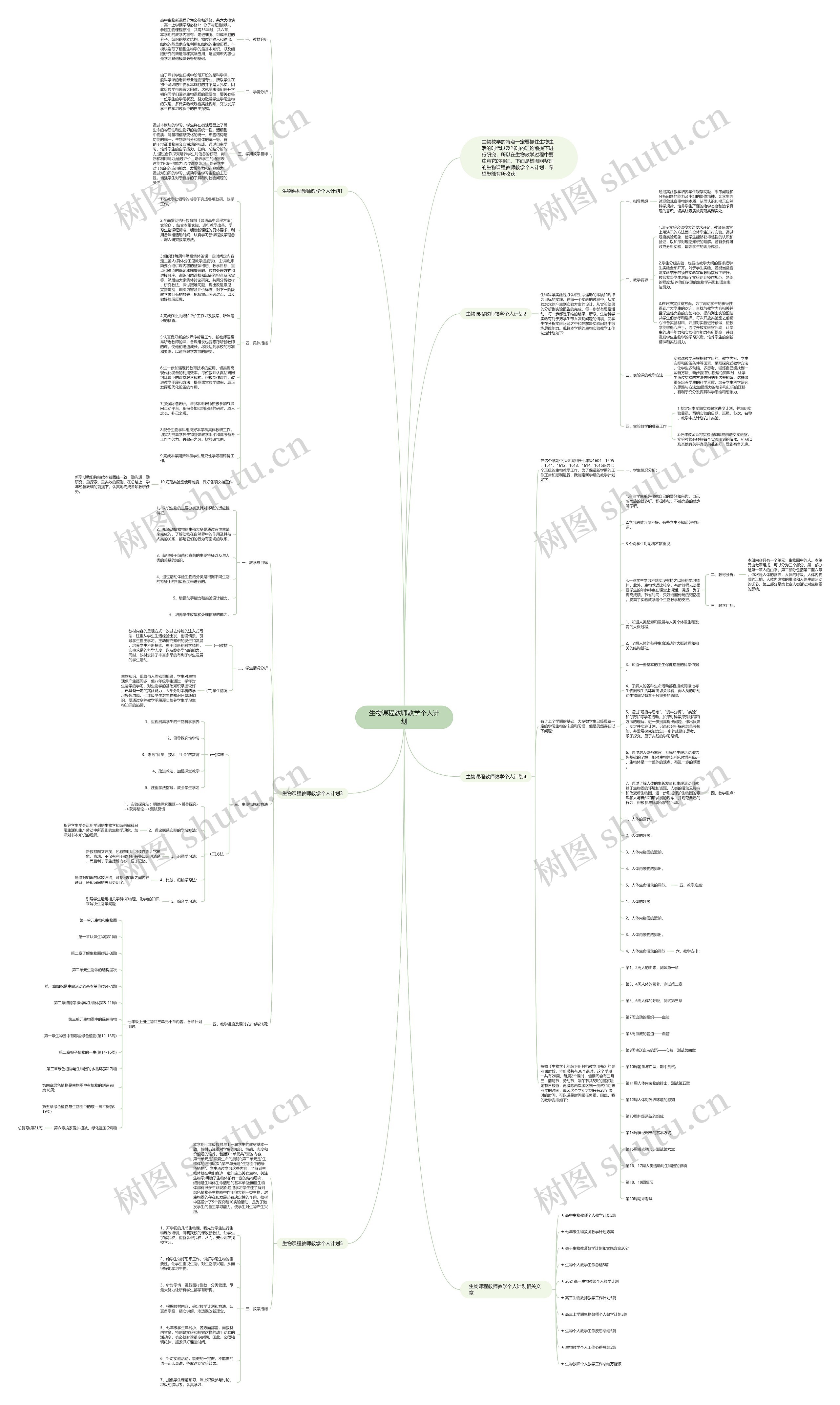 生物课程教师教学个人计划思维导图