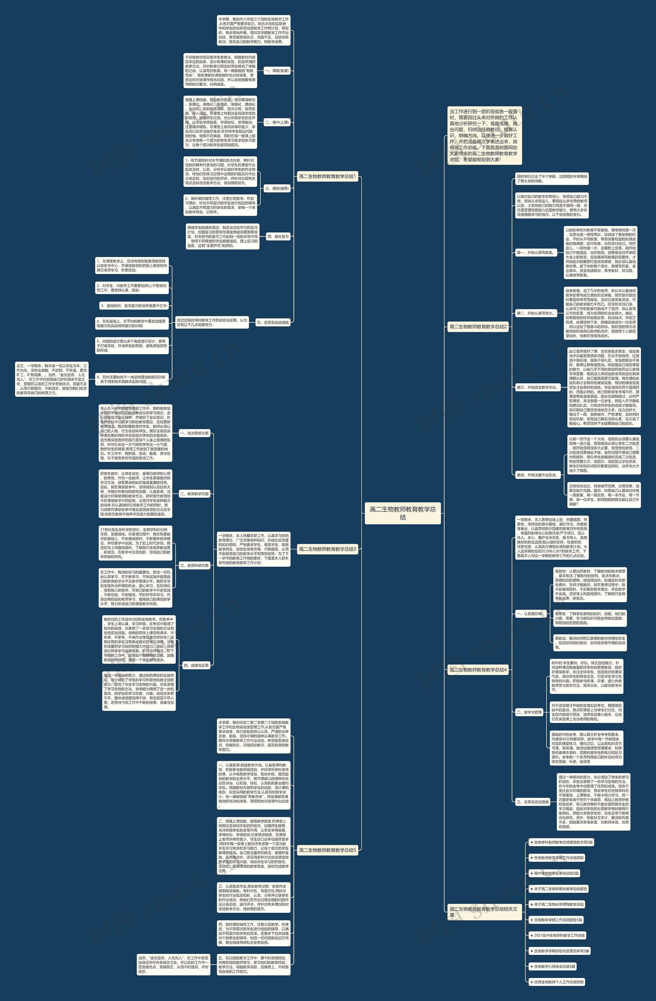 高二生物教师教育教学总结思维导图