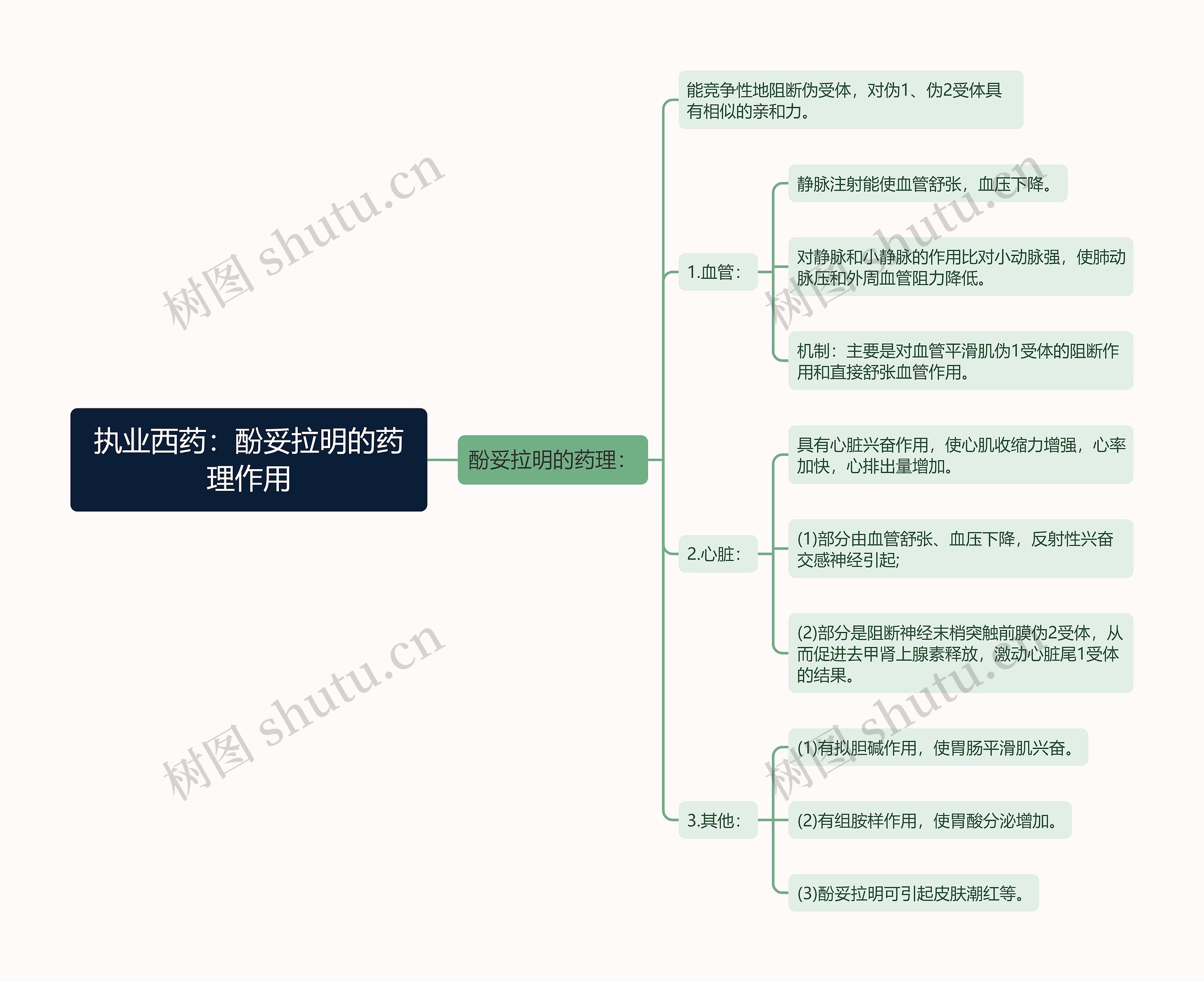 执业西药：酚妥拉明的药理作用思维导图