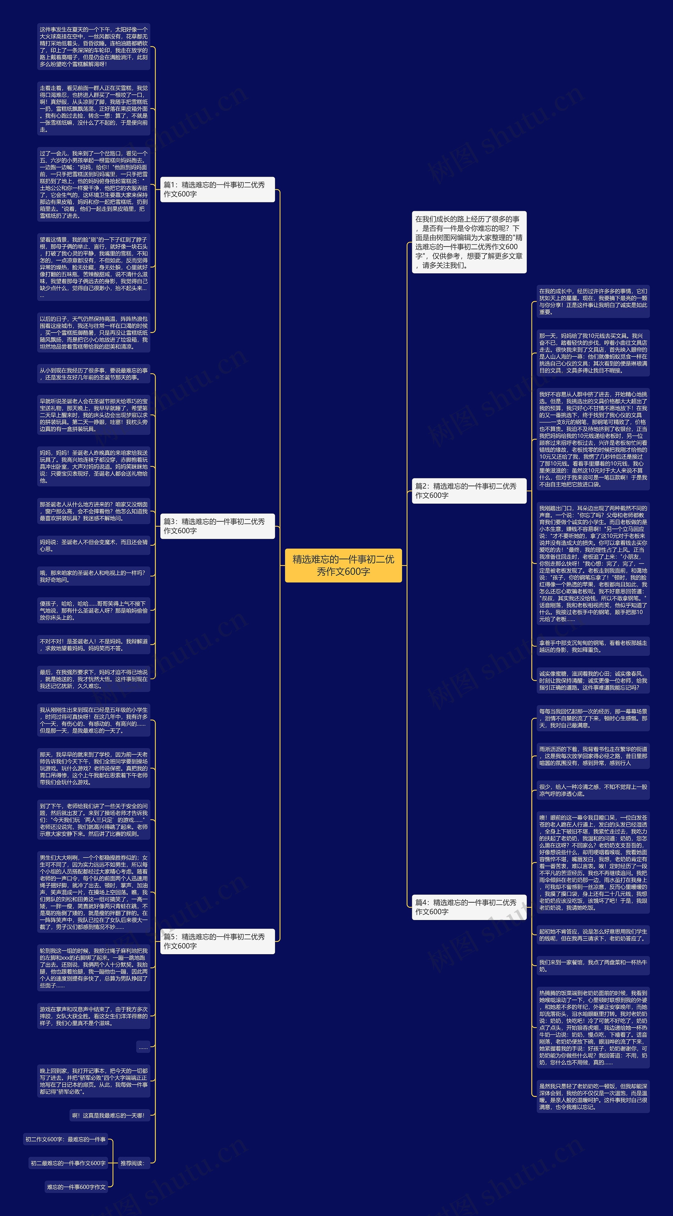 精选难忘的一件事初二优秀作文600字思维导图