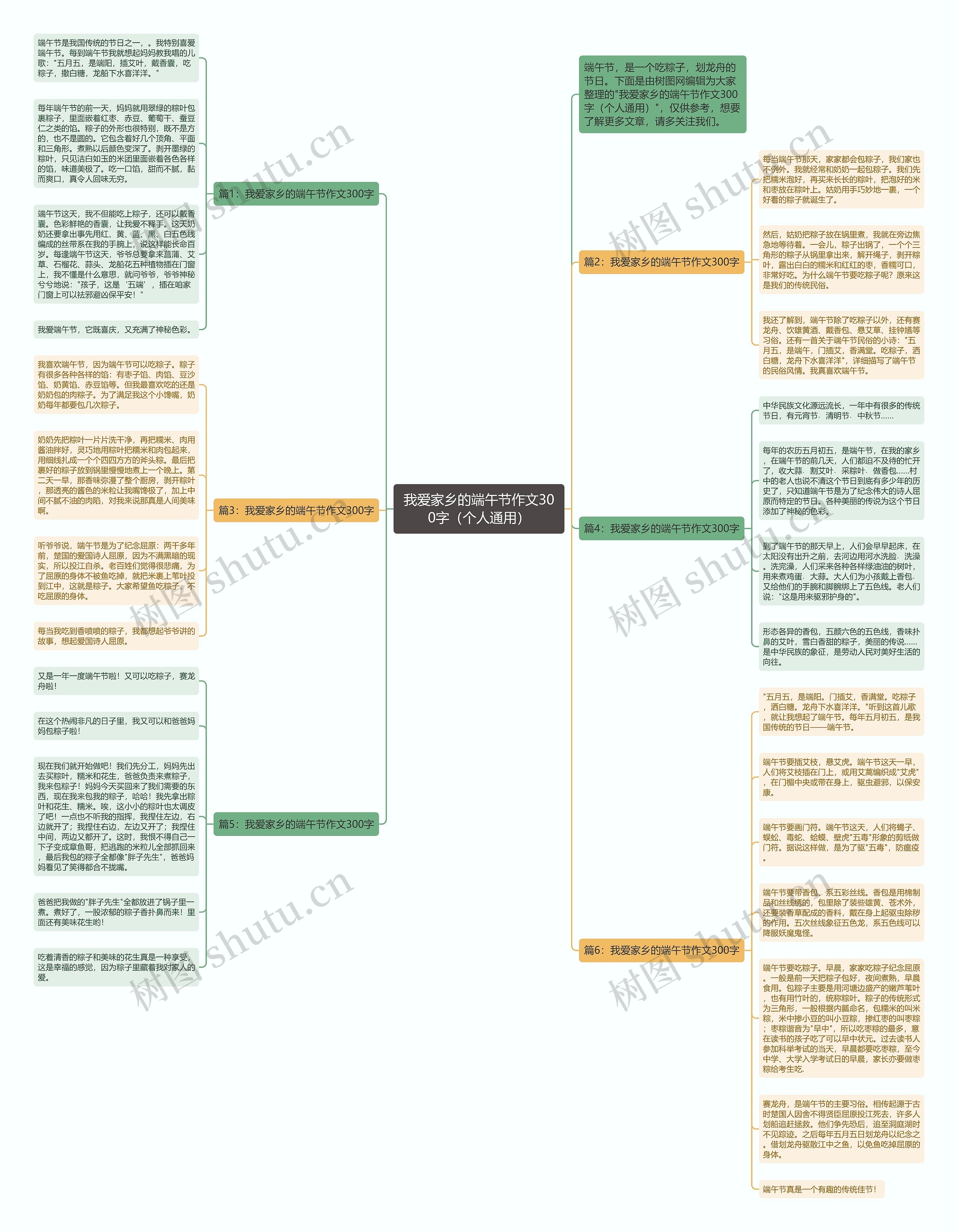 我爱家乡的端午节作文300字（个人通用）思维导图