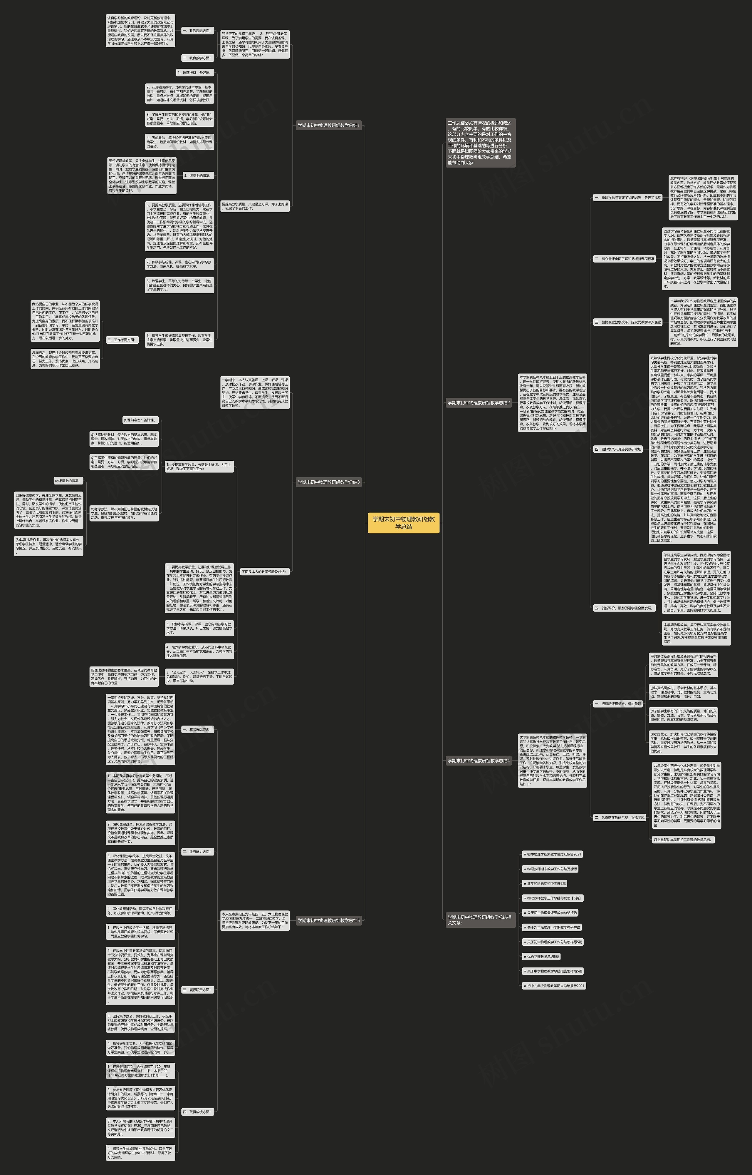 学期末初中物理教研组教学总结思维导图