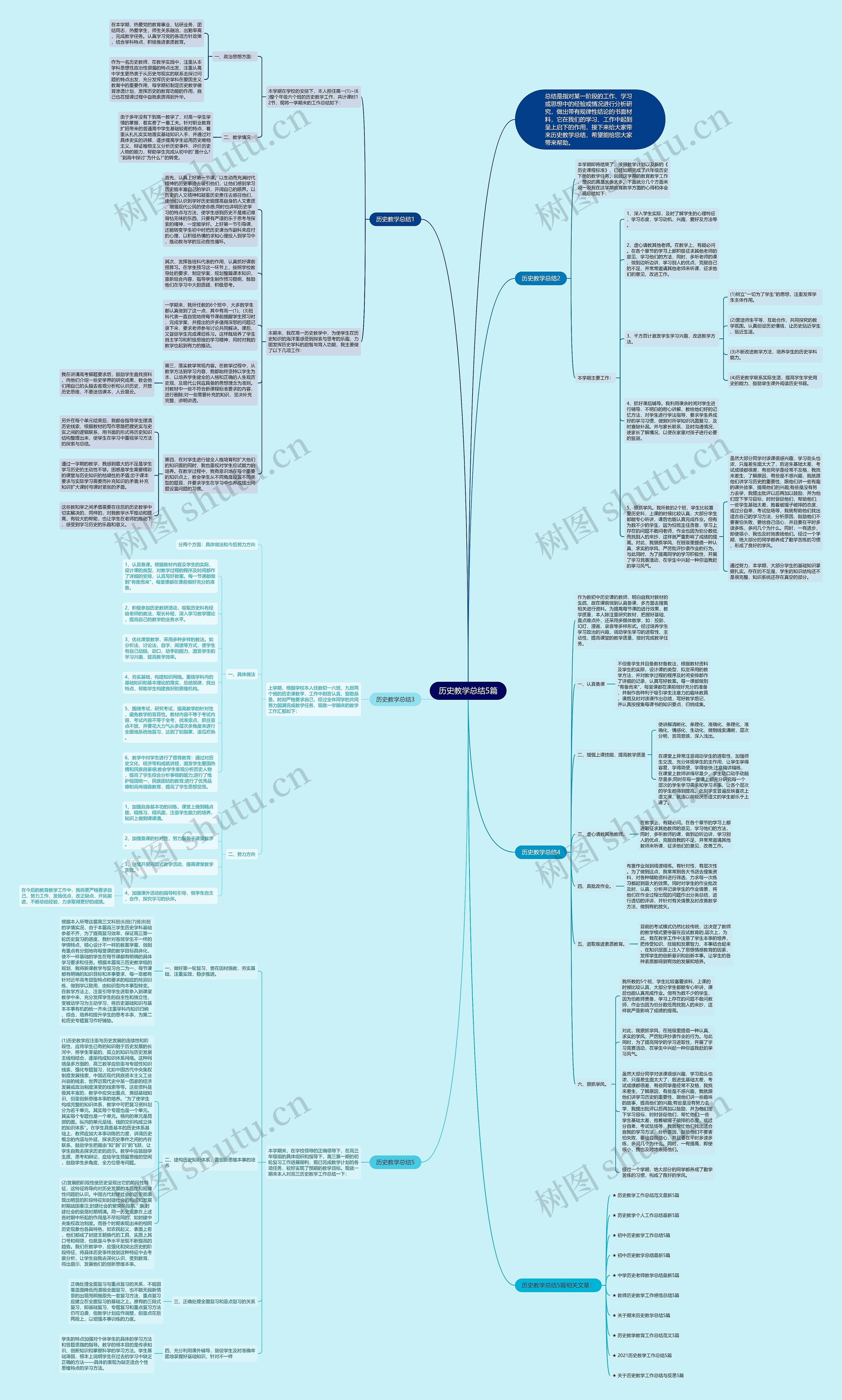 历史教学总结5篇思维导图