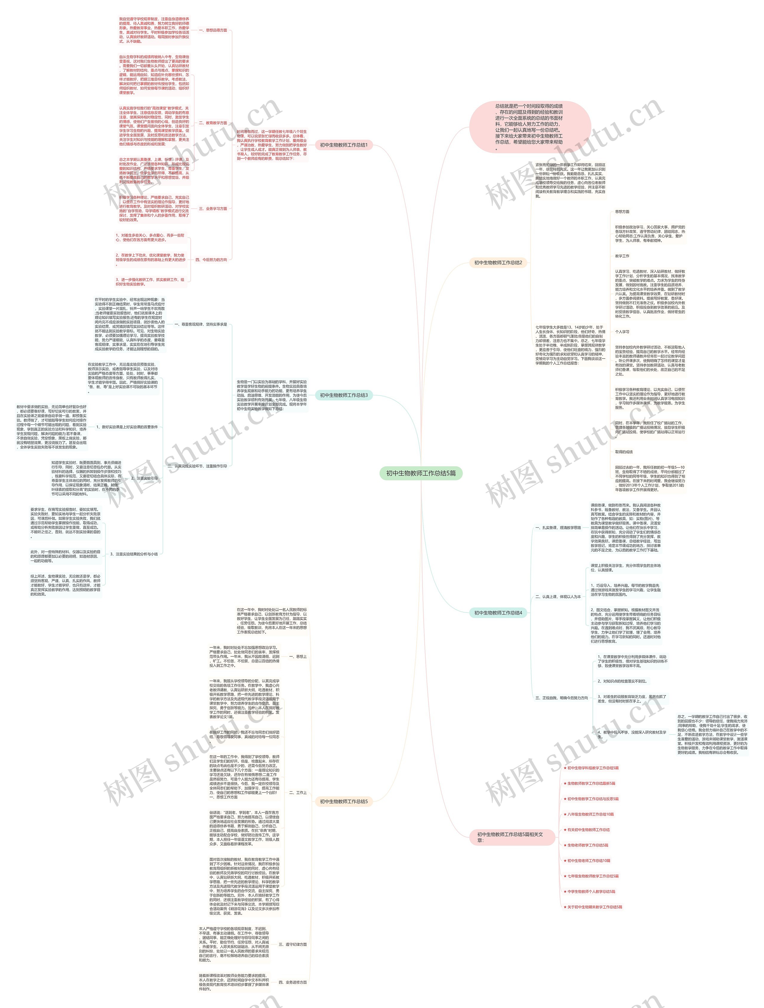 初中生物教师工作总结5篇思维导图