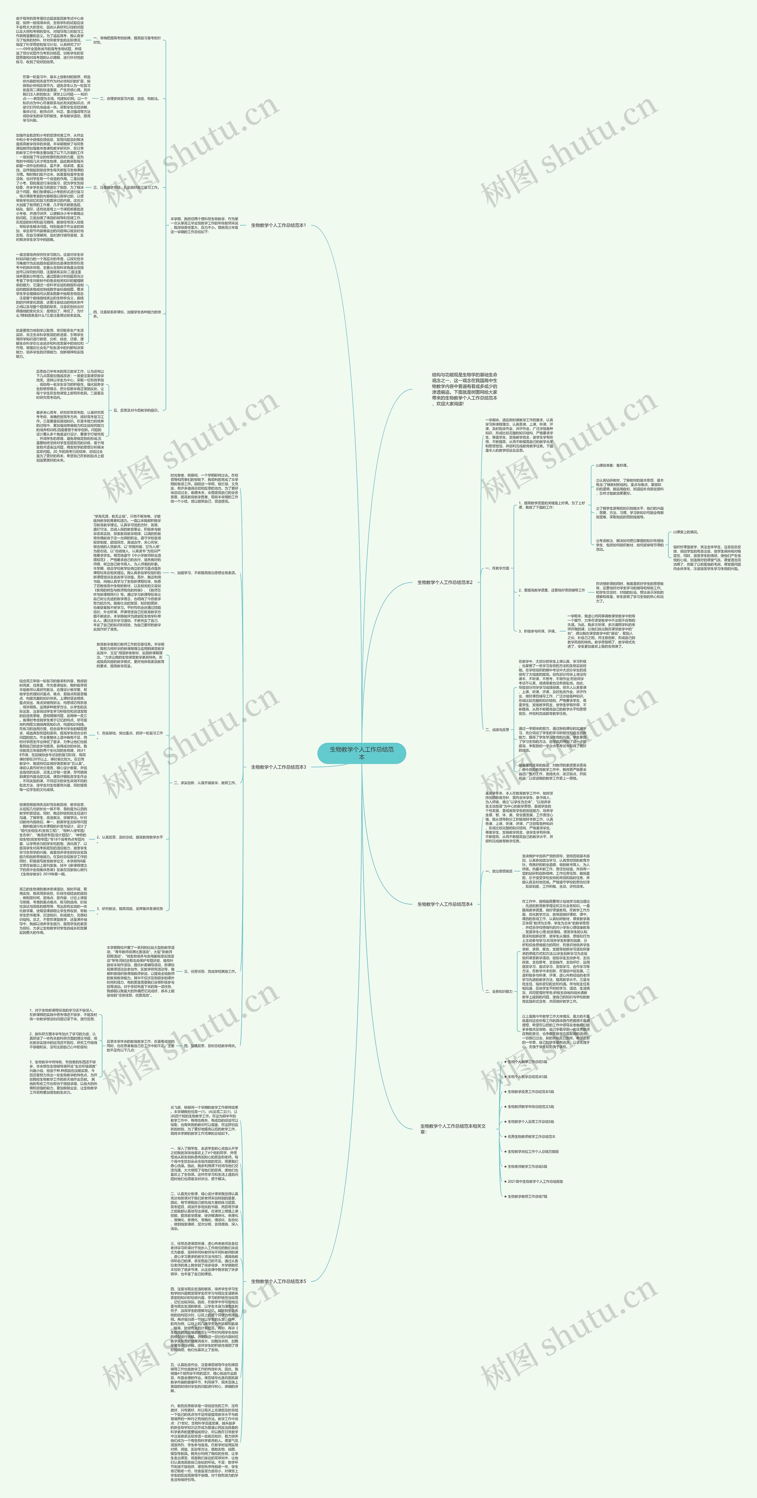 生物教学个人工作总结范本思维导图