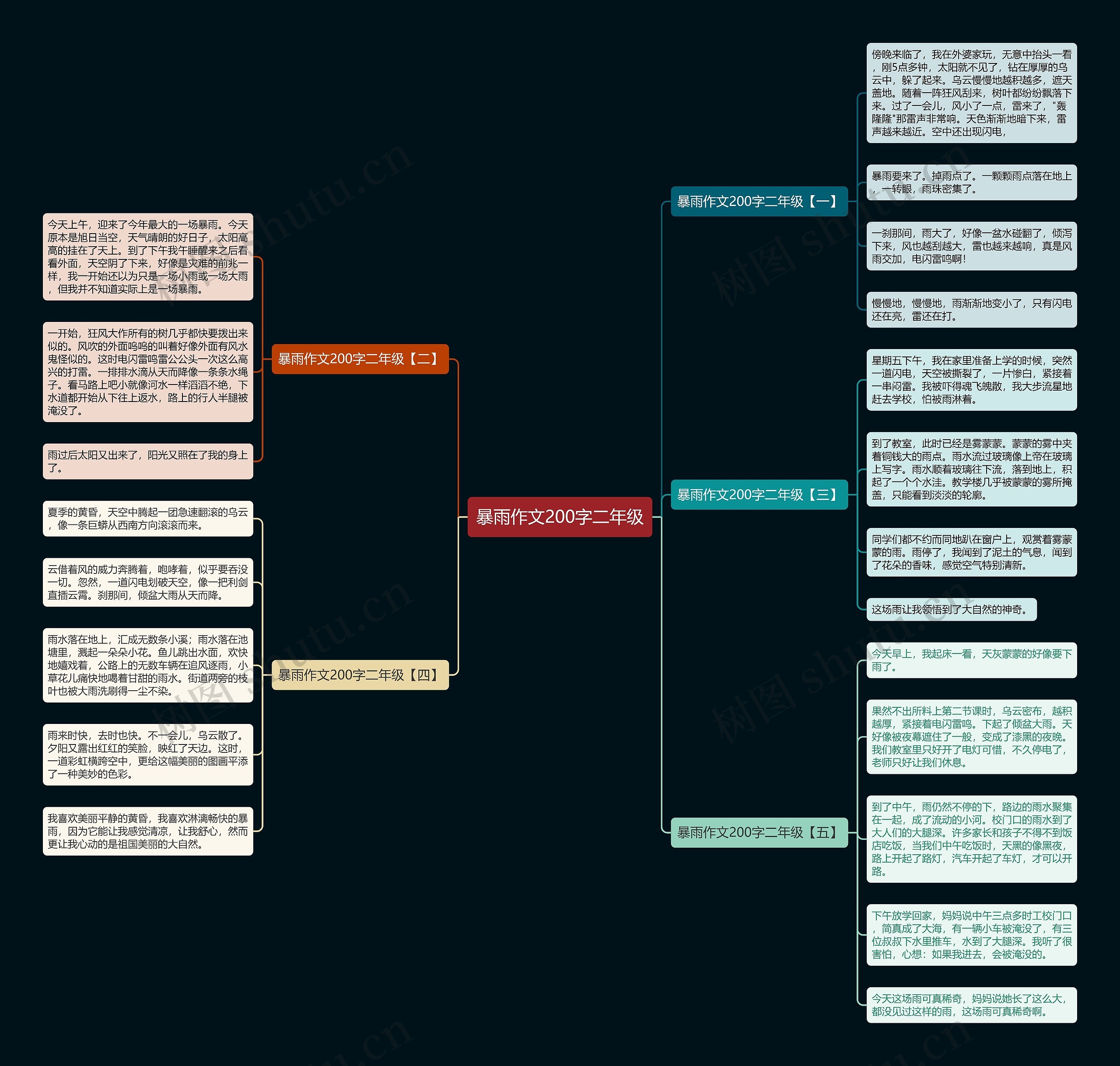 暴雨作文200字二年级思维导图