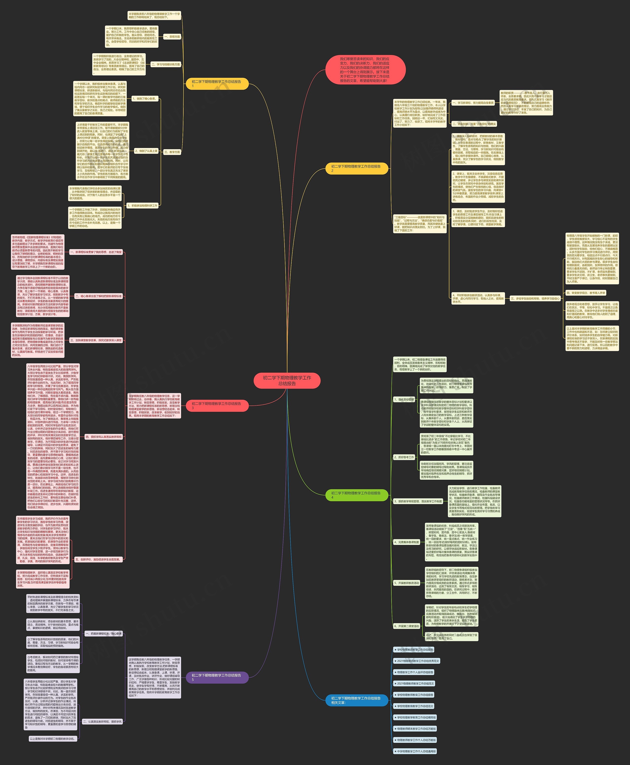 初二学下期物理教学工作总结报告思维导图