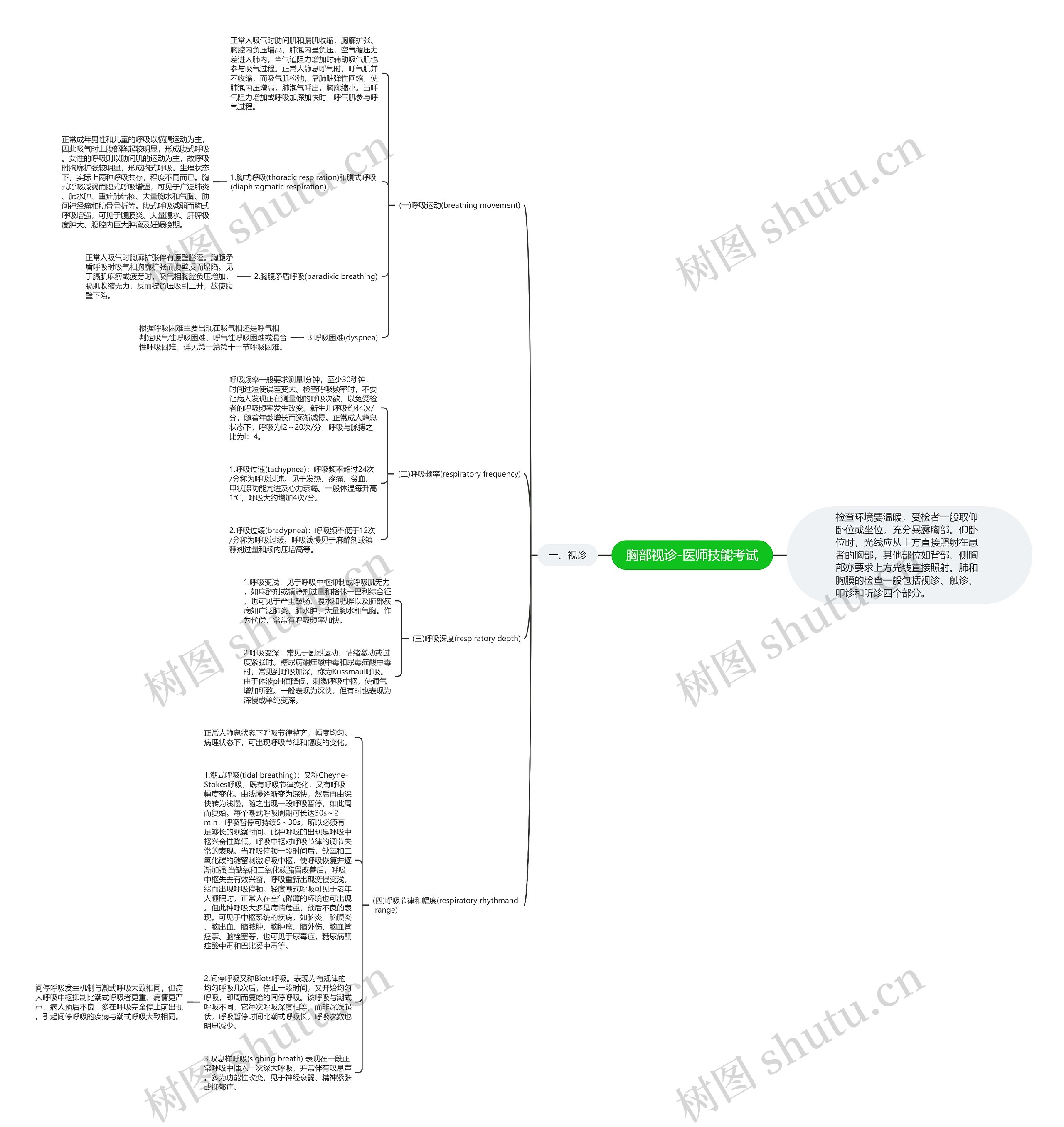 胸部视诊-医师技能考试思维导图