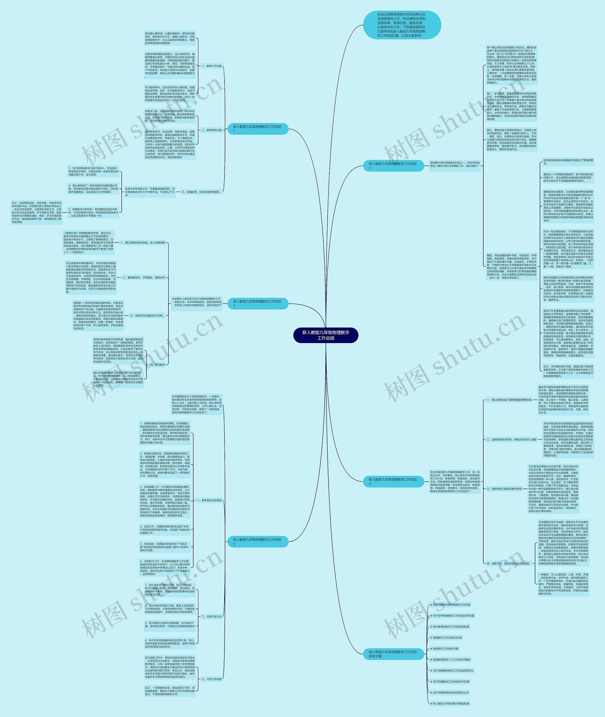 新人教版九年级物理教学工作总结思维导图