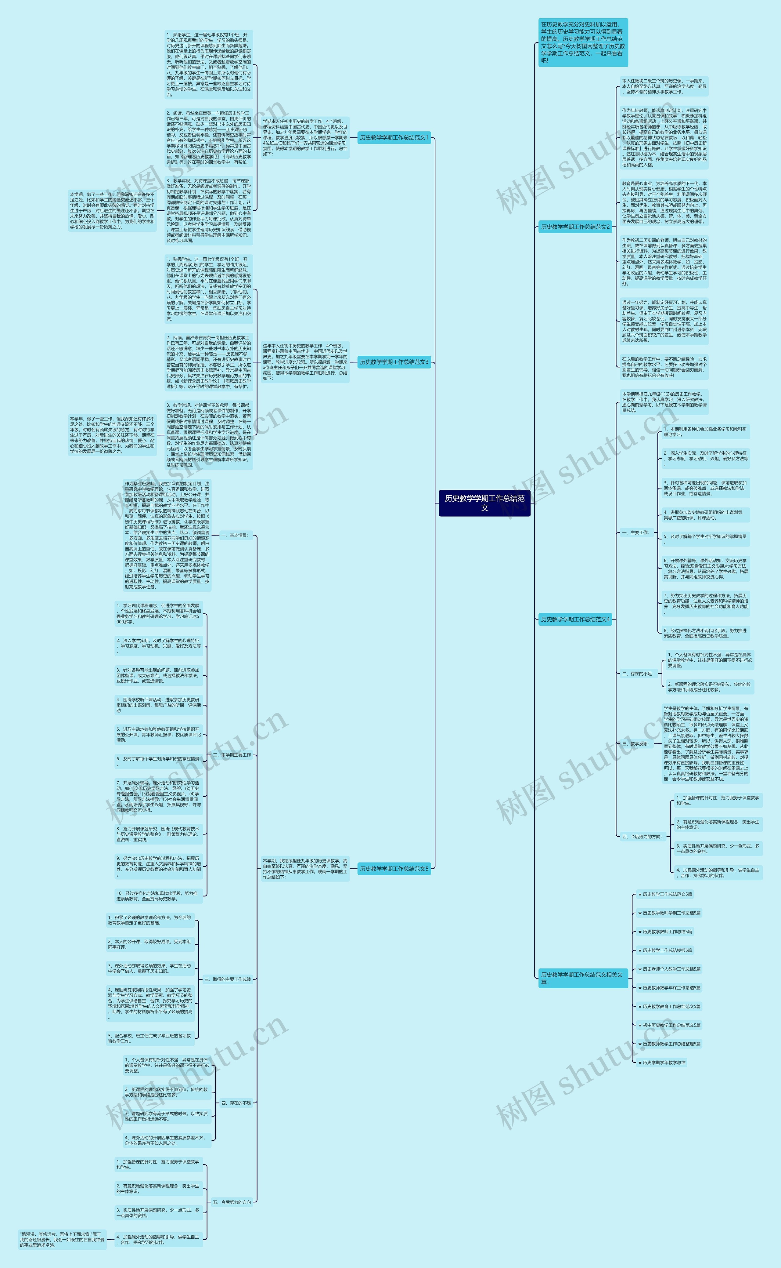 历史教学学期工作总结范文思维导图