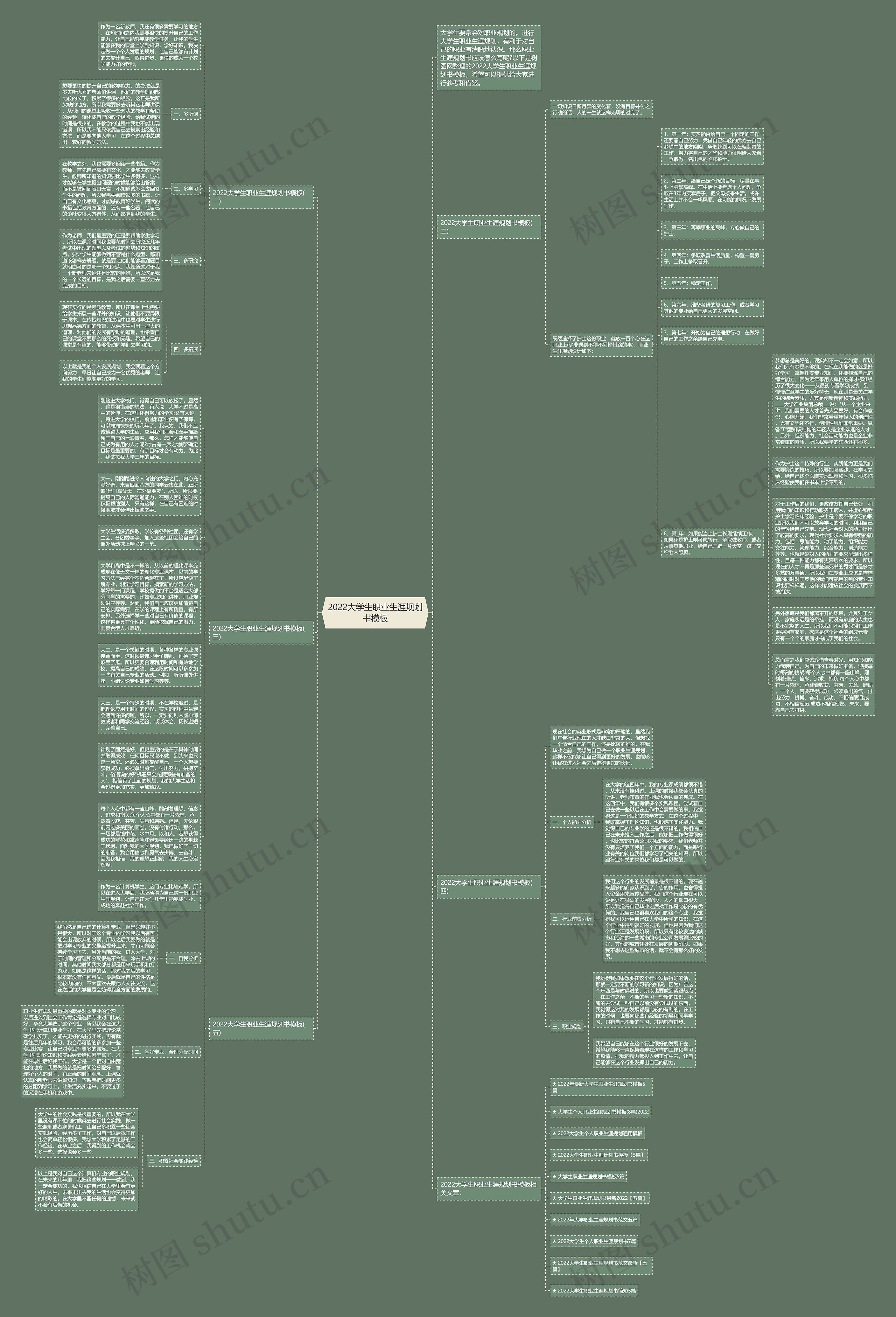 2022大学生职业生涯规划书思维导图