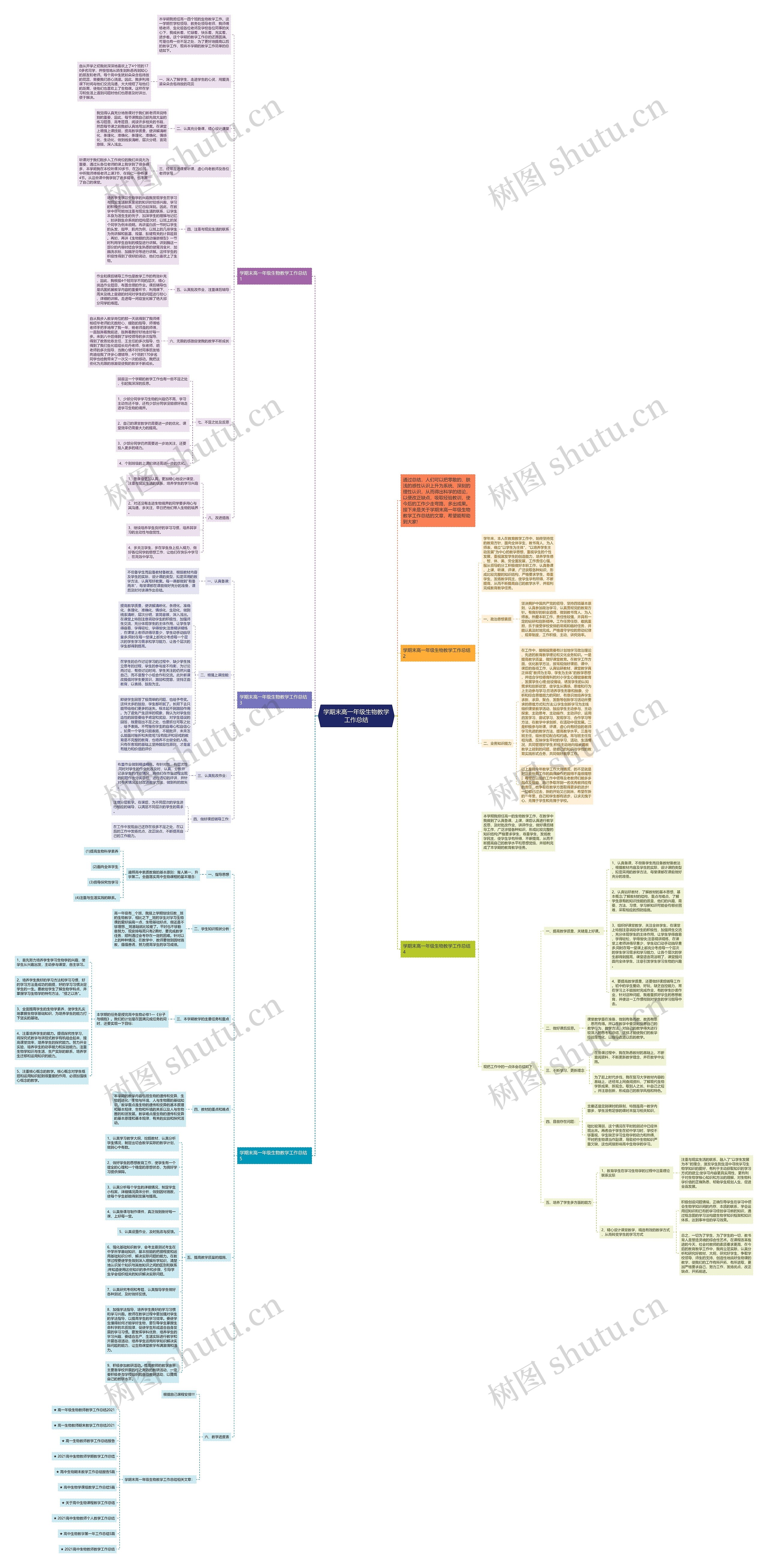 学期末高一年级生物教学工作总结思维导图