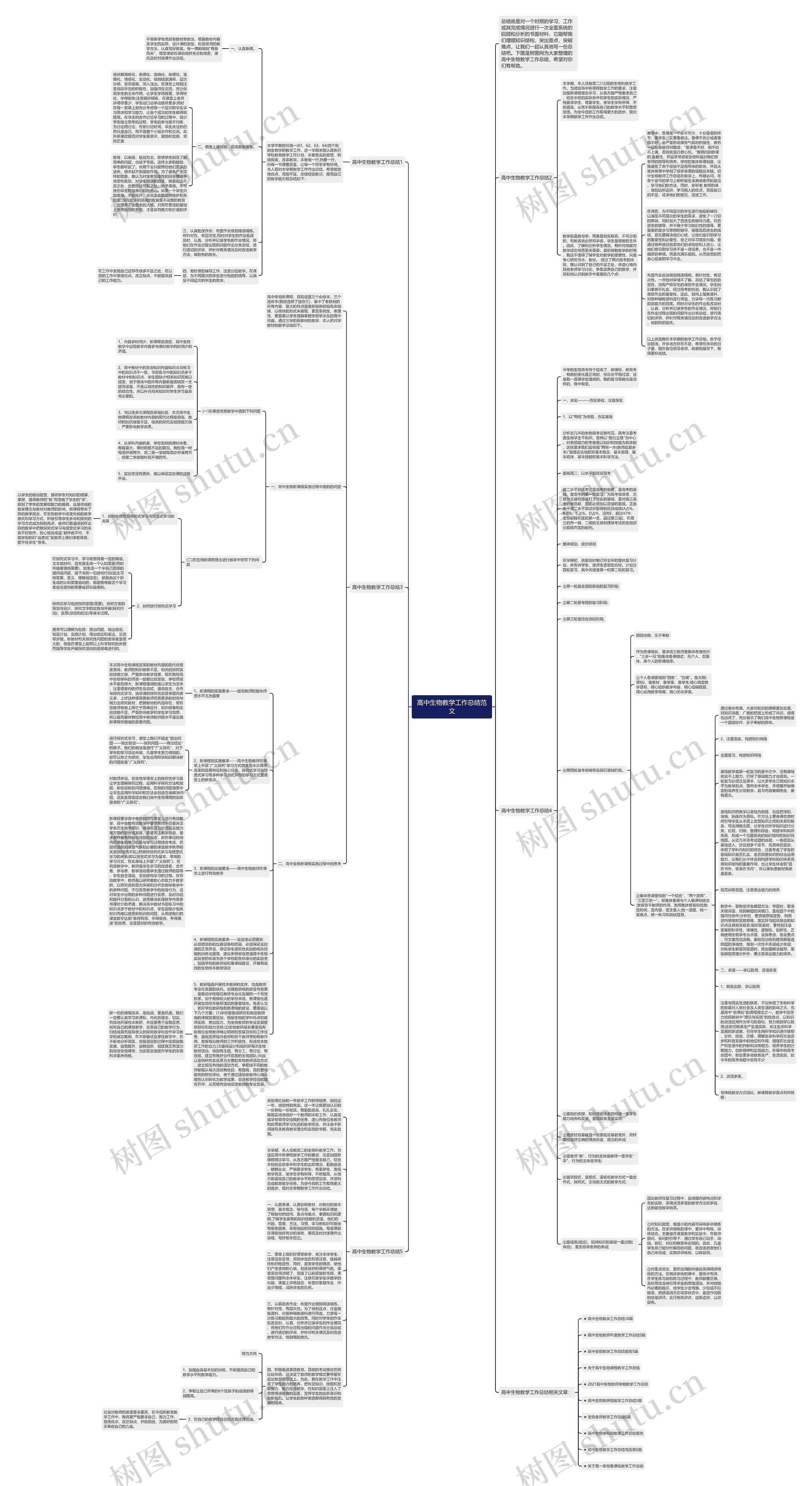 高中生物教学工作总结范文思维导图