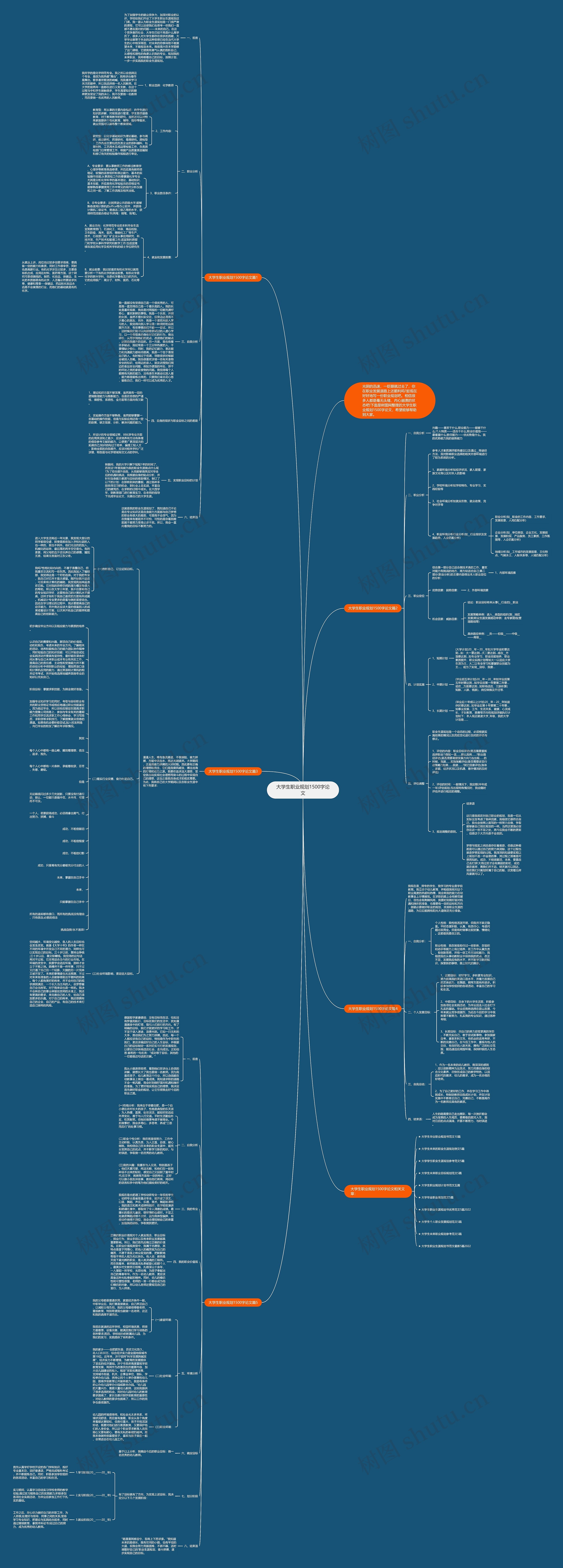 大学生职业规划1500字论文思维导图
