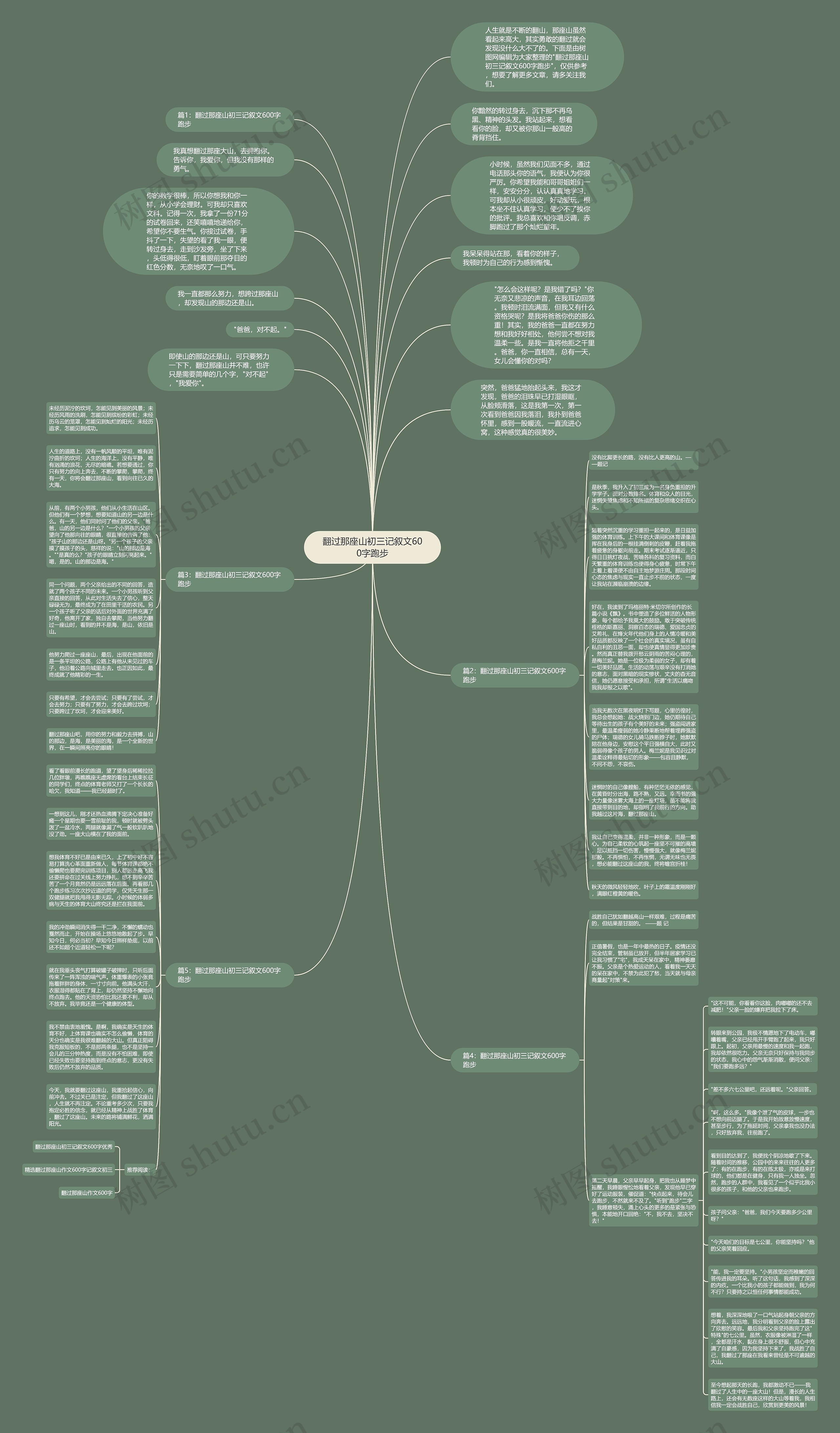翻过那座山初三记叙文600字跑步思维导图