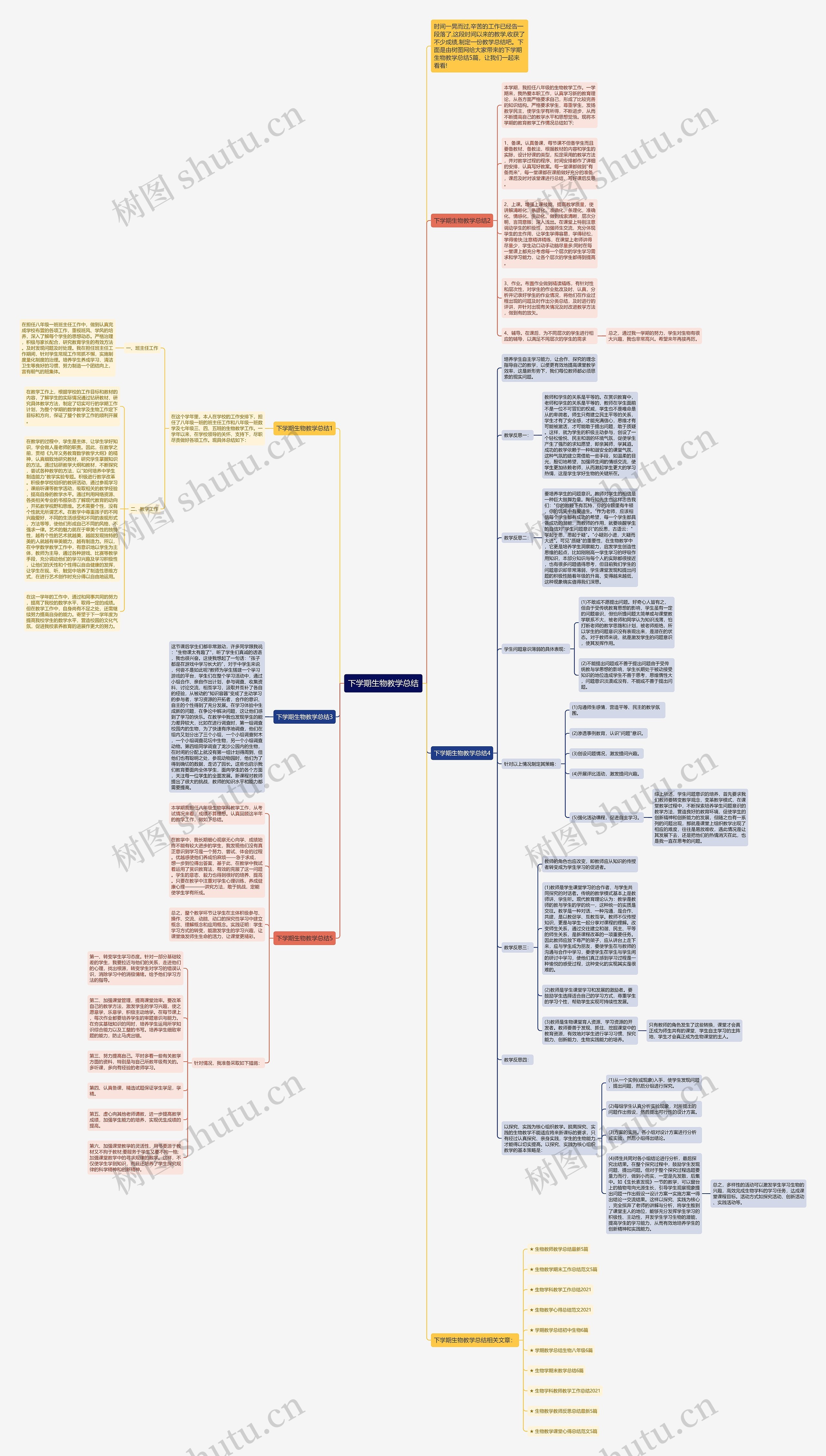 下学期生物教学总结思维导图