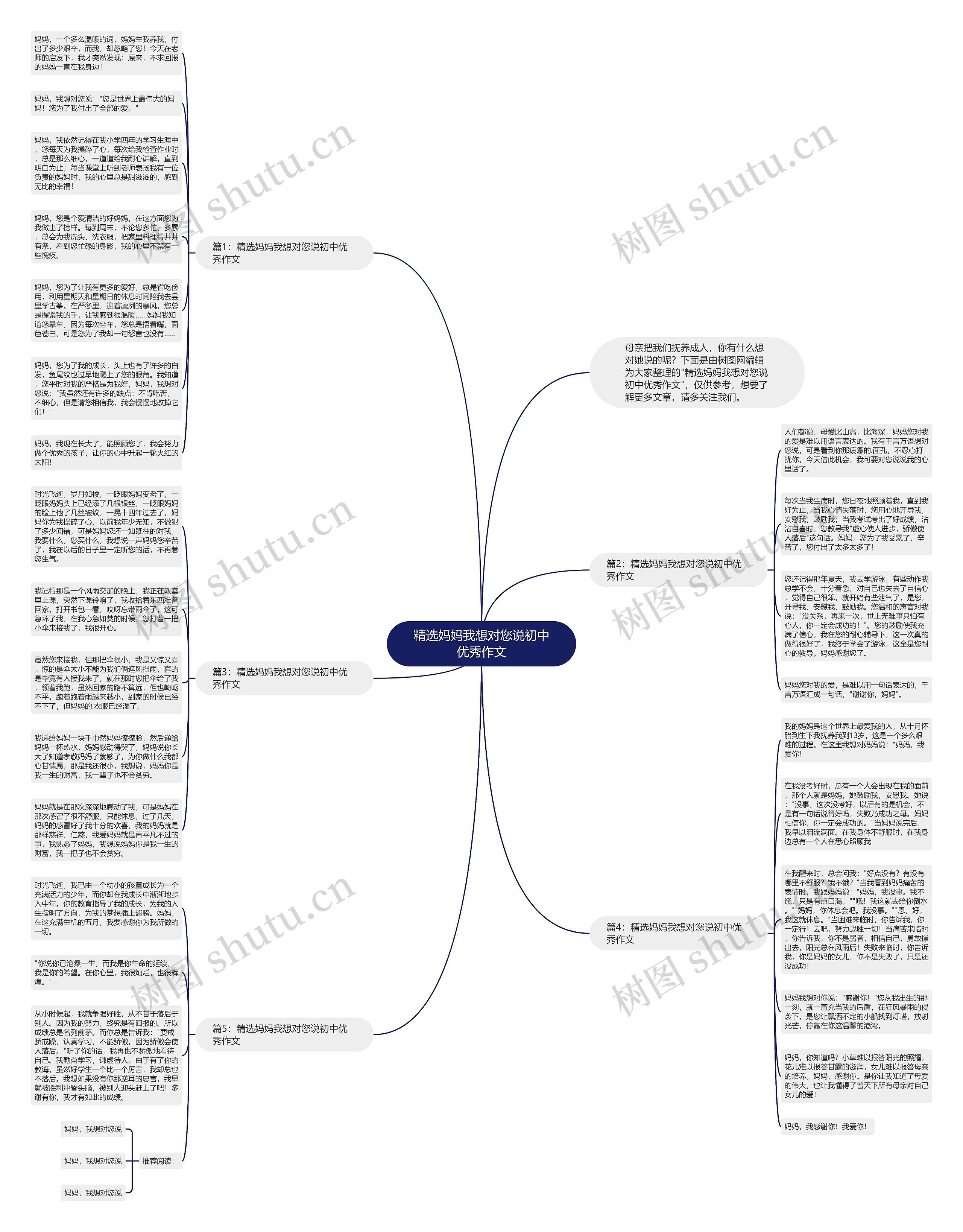 精选妈妈我想对您说初中优秀作文思维导图
