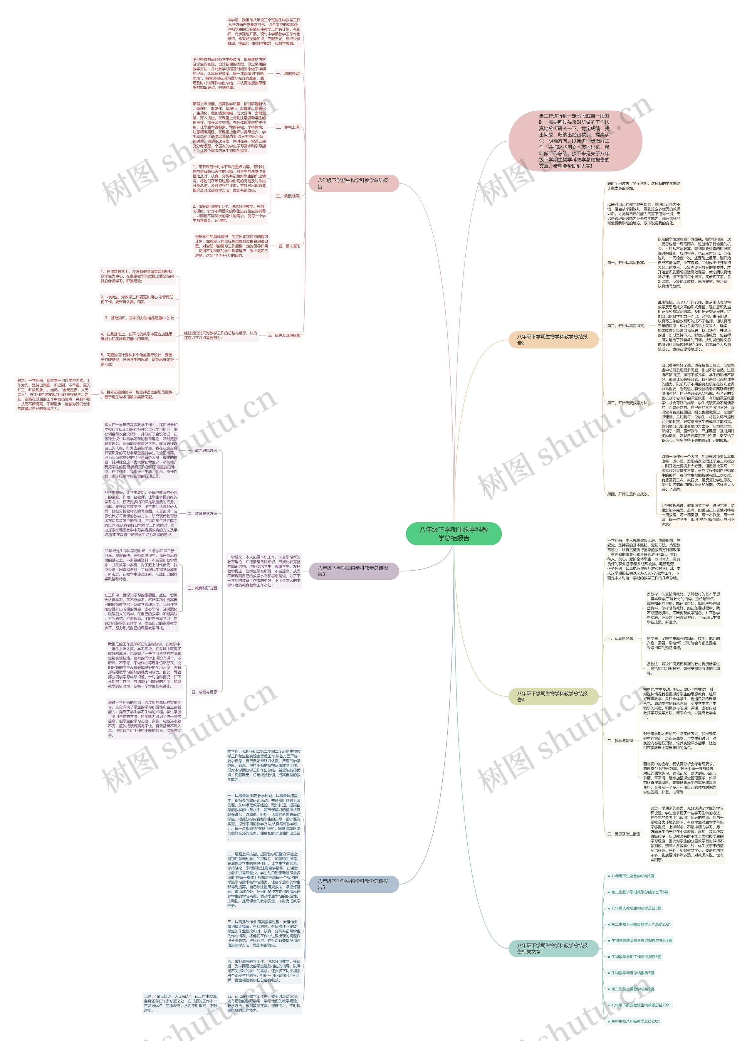 八年级下学期生物学科教学总结报告思维导图