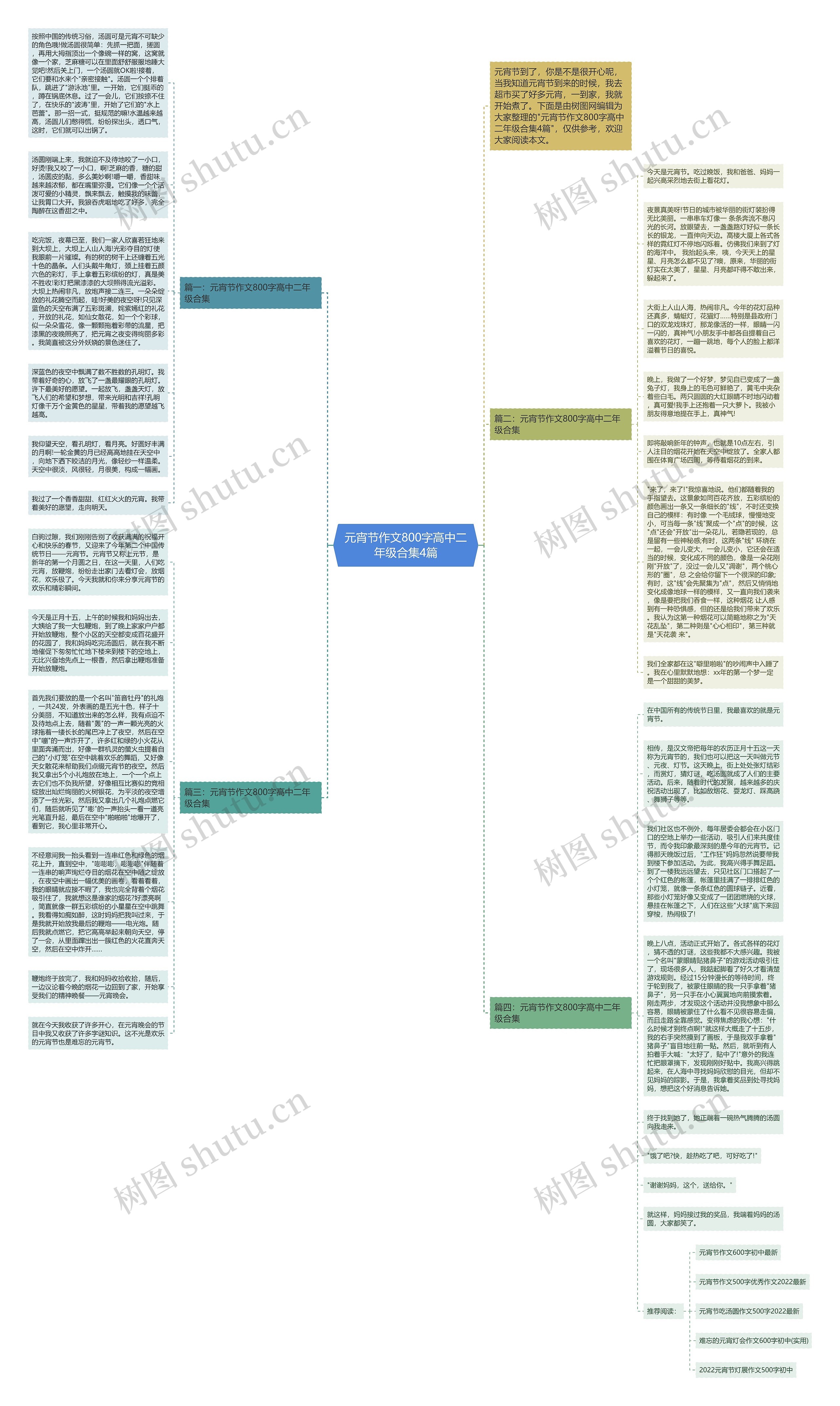 元宵节作文800字高中二年级合集4篇思维导图