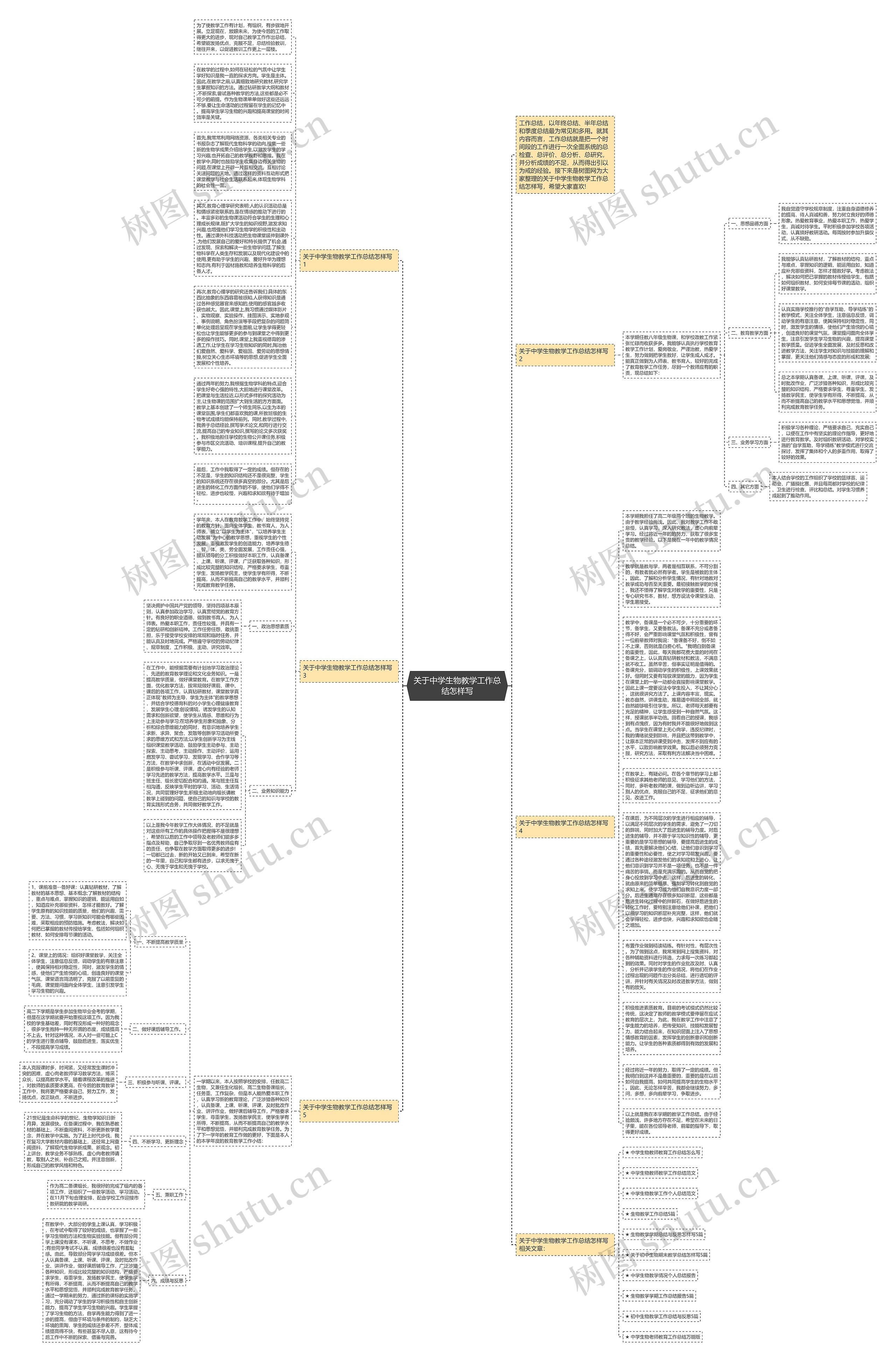 关于中学生物教学工作总结怎样写思维导图