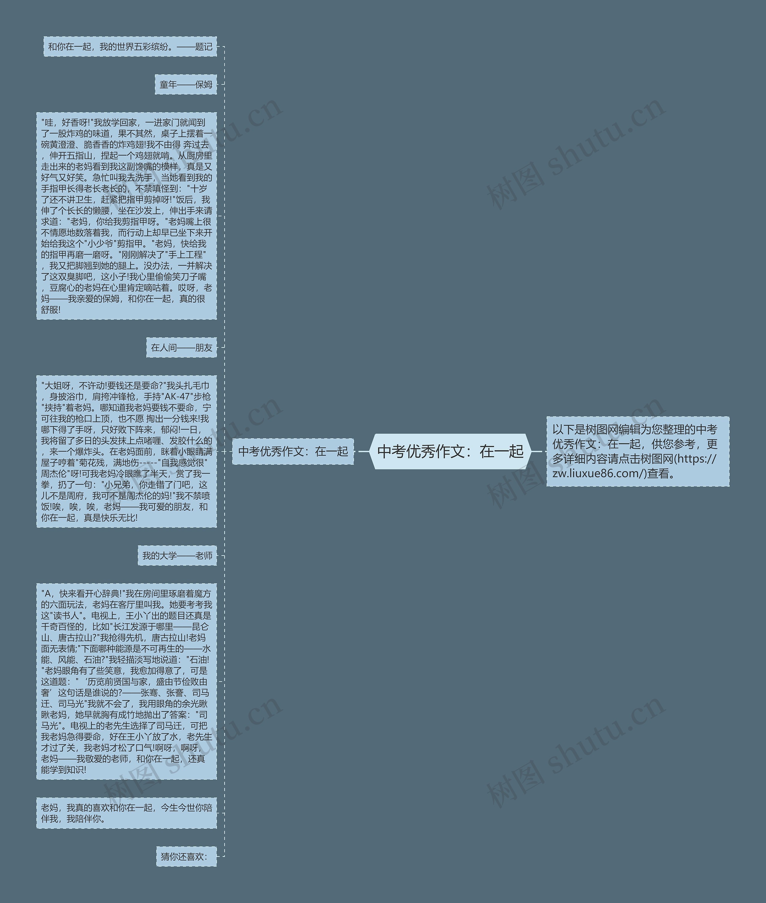 中考优秀作文：在一起思维导图