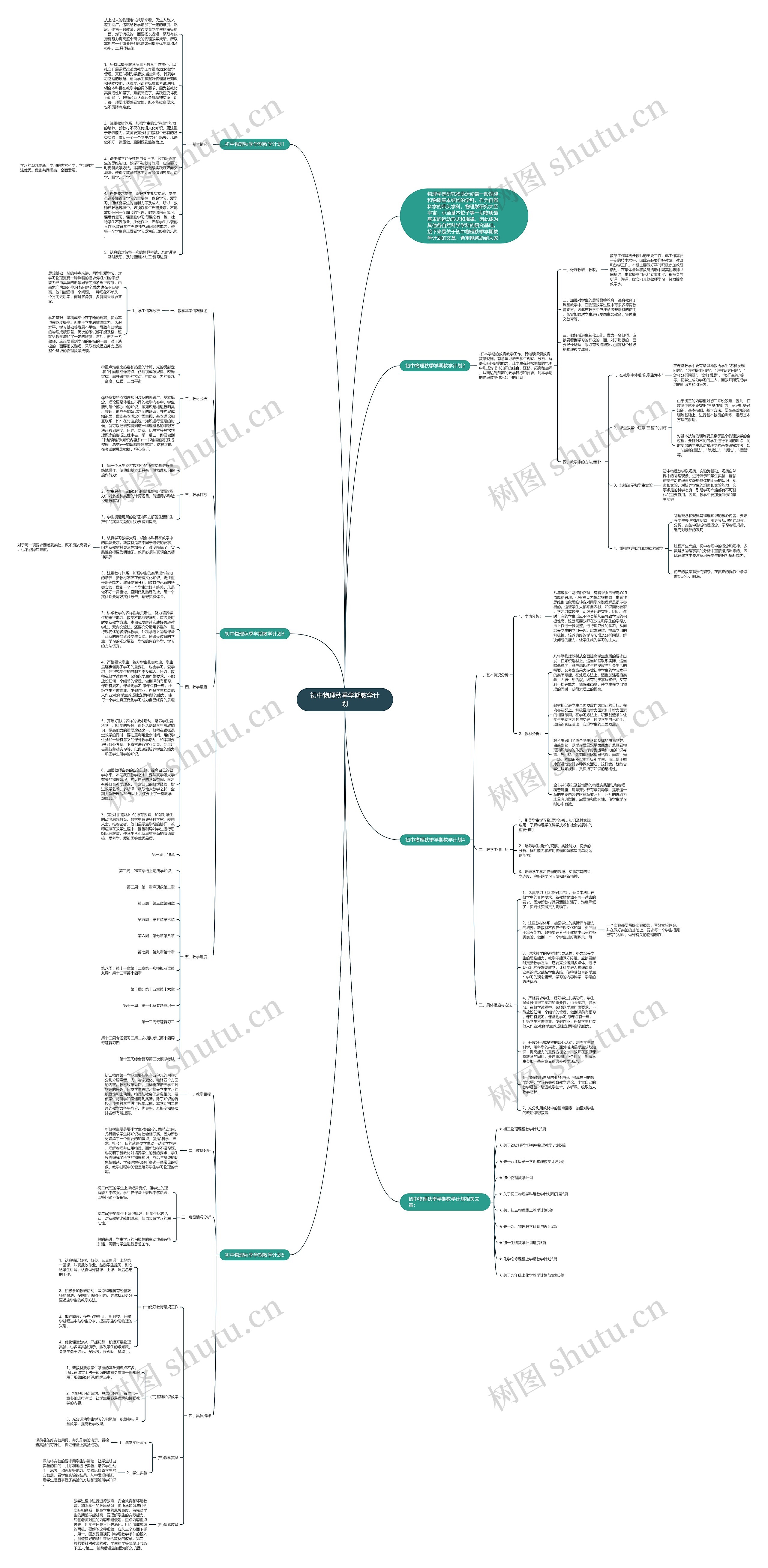初中物理秋季学期教学计划思维导图