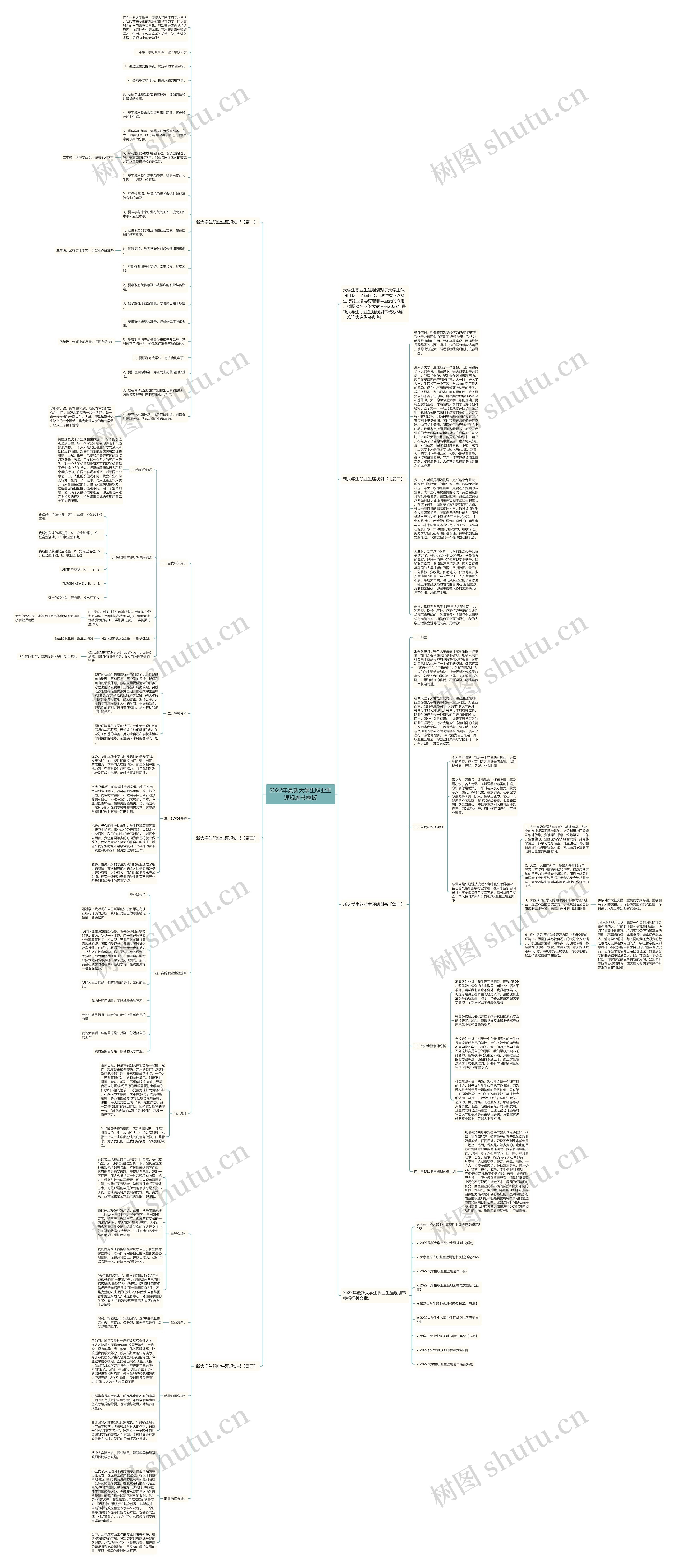 2022年最新大学生职业生涯规划书思维导图