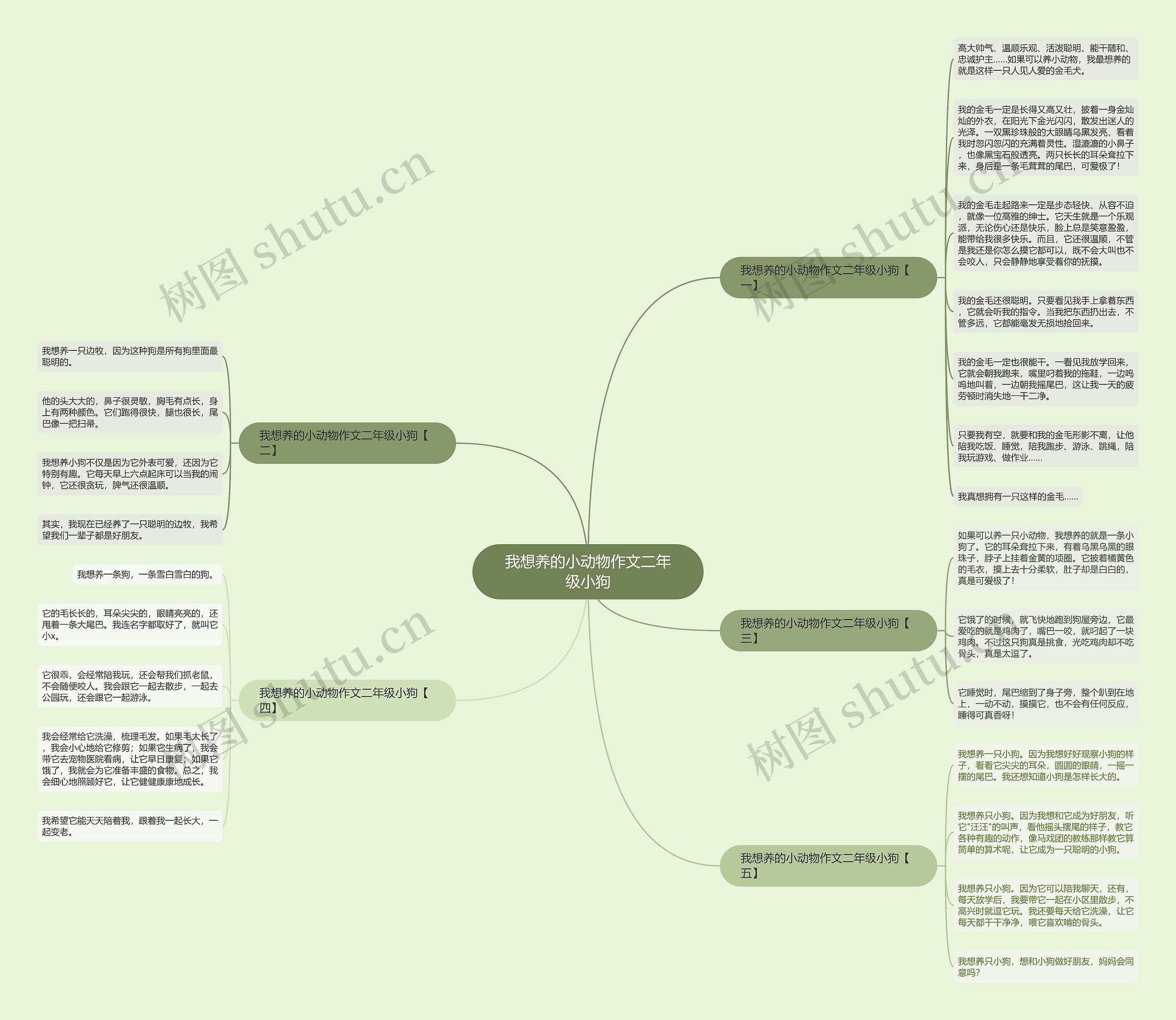 我想养的小动物作文二年级小狗思维导图