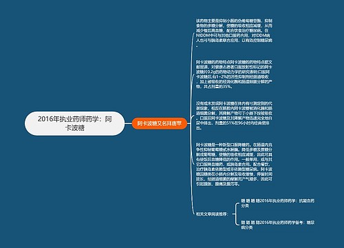 2016年执业药师药学：阿卡波糖