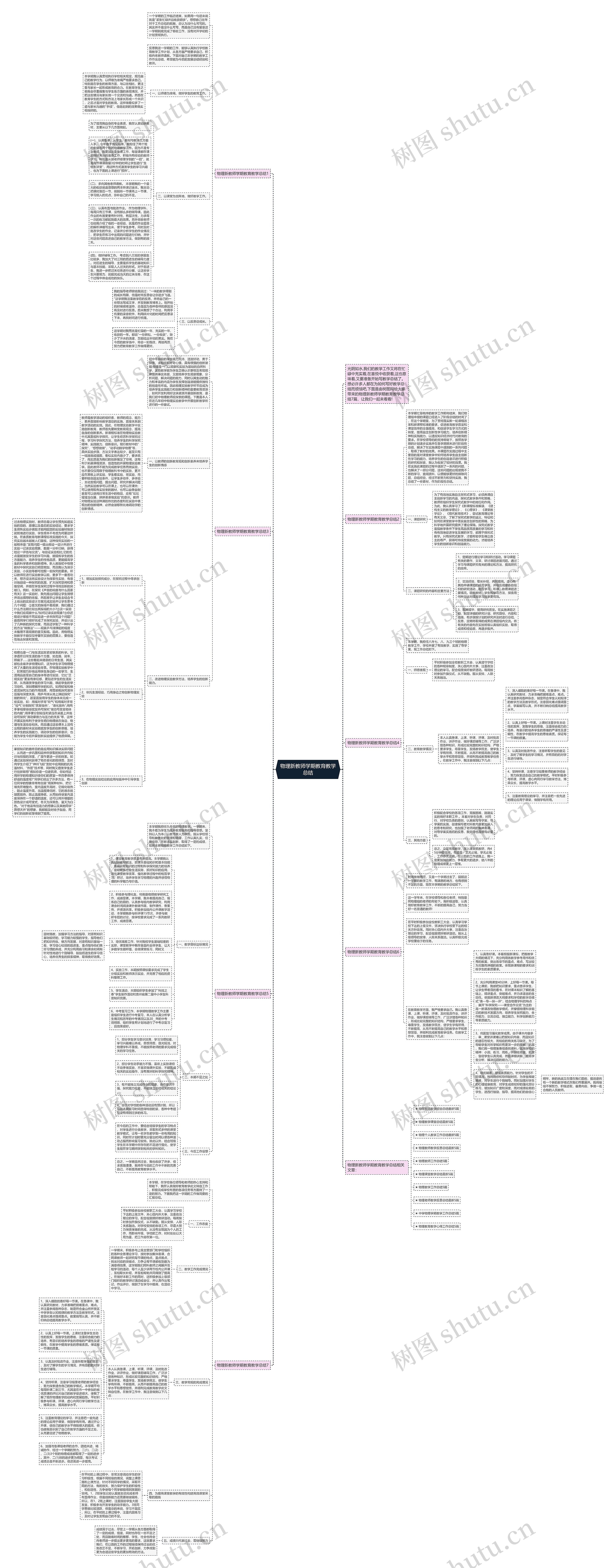 物理新教师学期教育教学总结思维导图