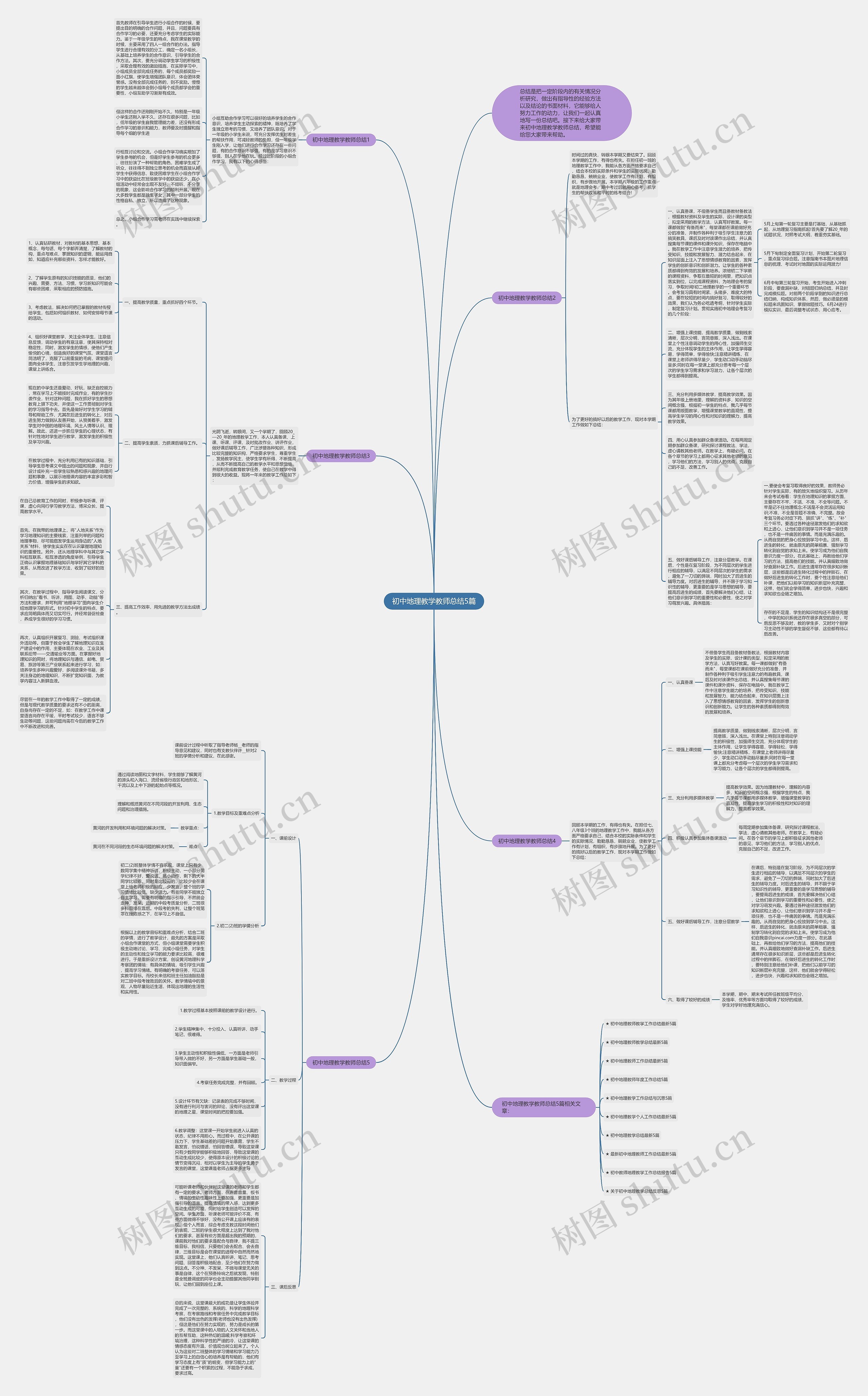 初中地理教学教师总结5篇思维导图