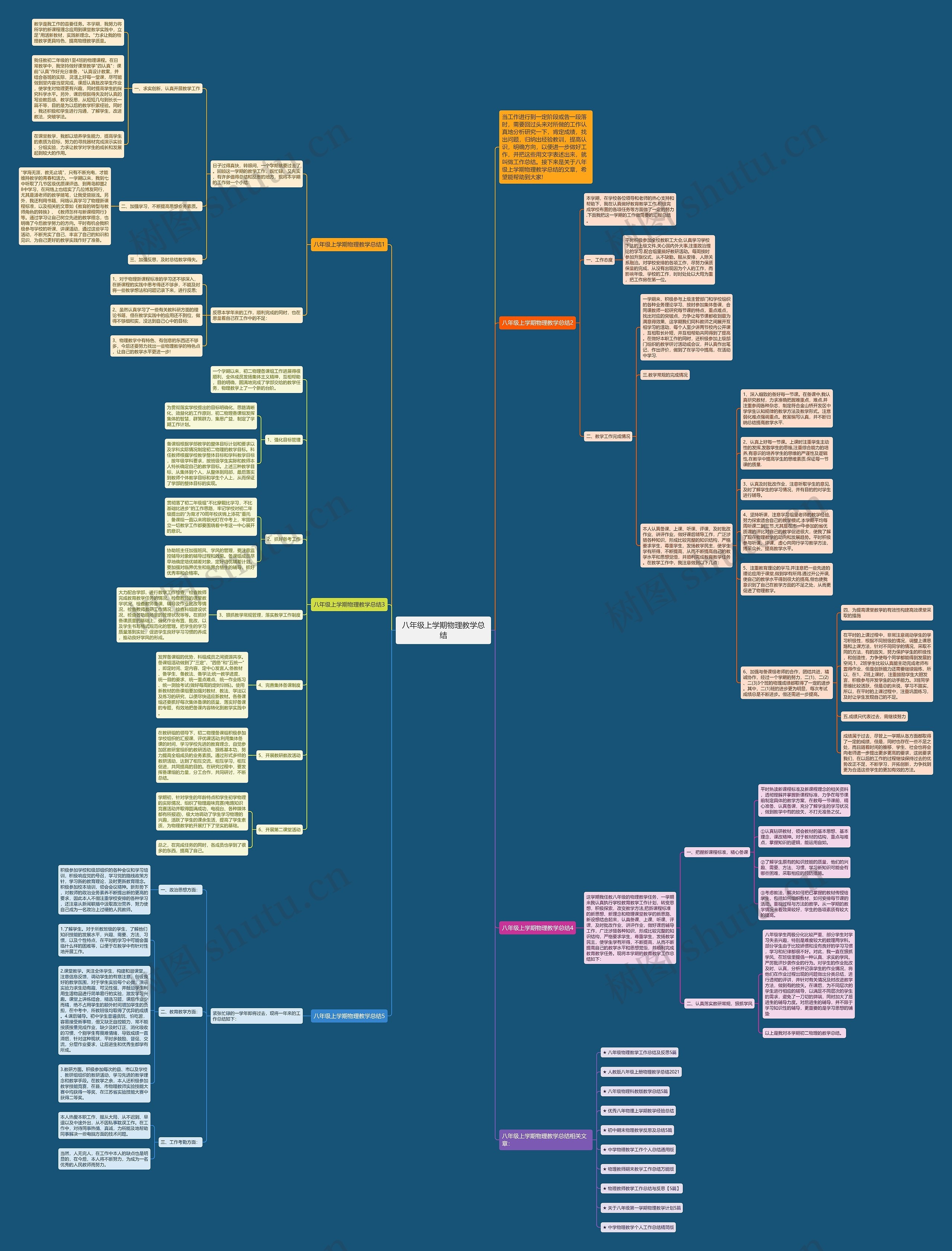 八年级上学期物理教学总结思维导图