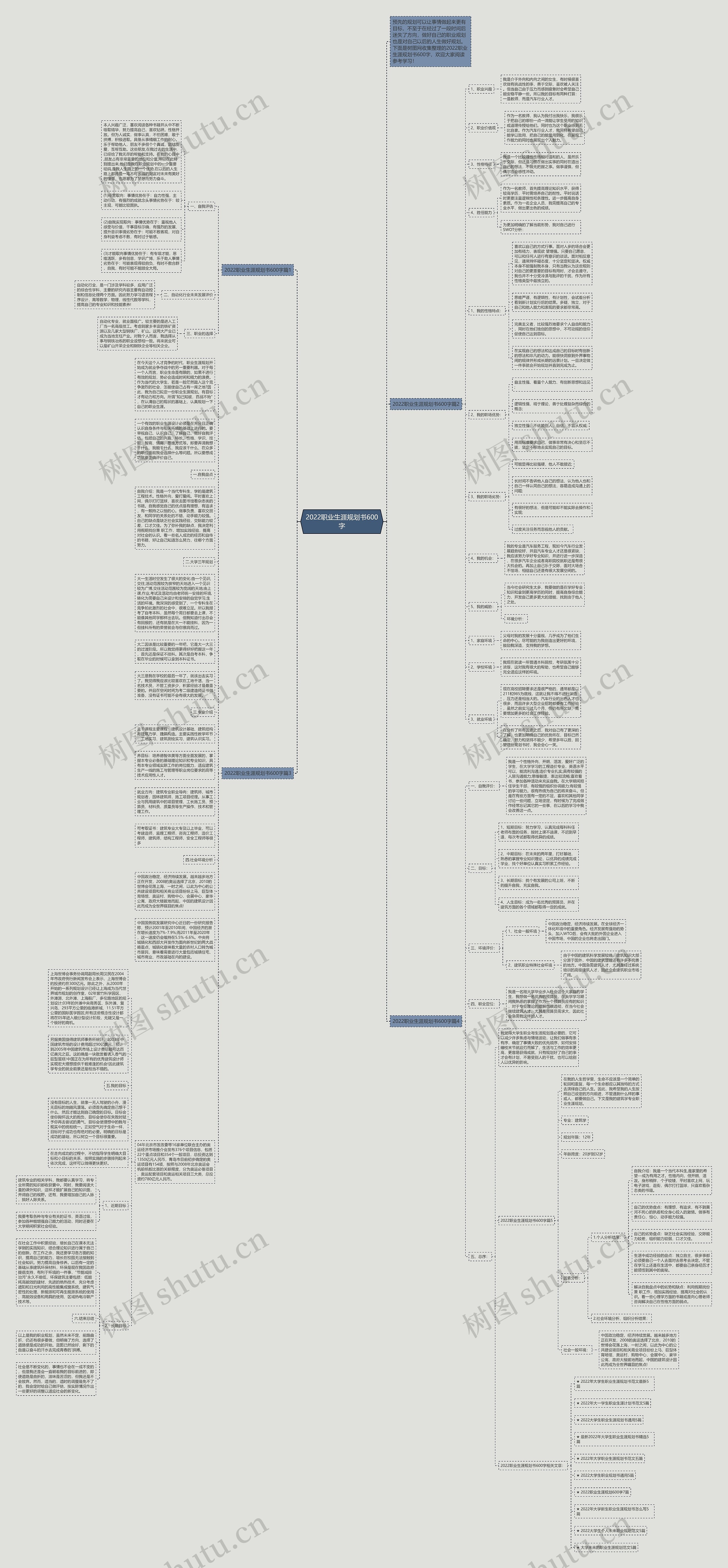 2022职业生涯规划书600字思维导图