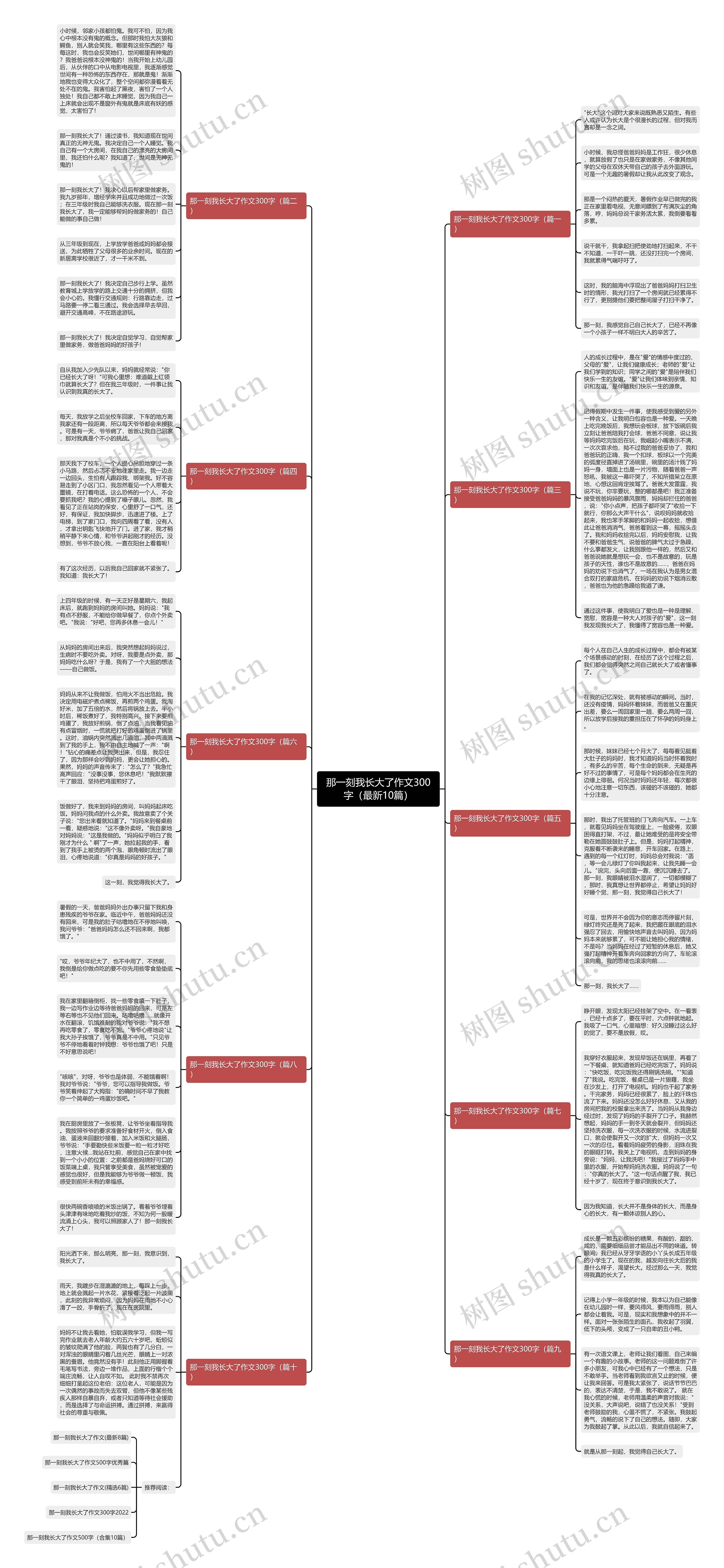 那一刻我长大了作文300字（最新10篇）思维导图