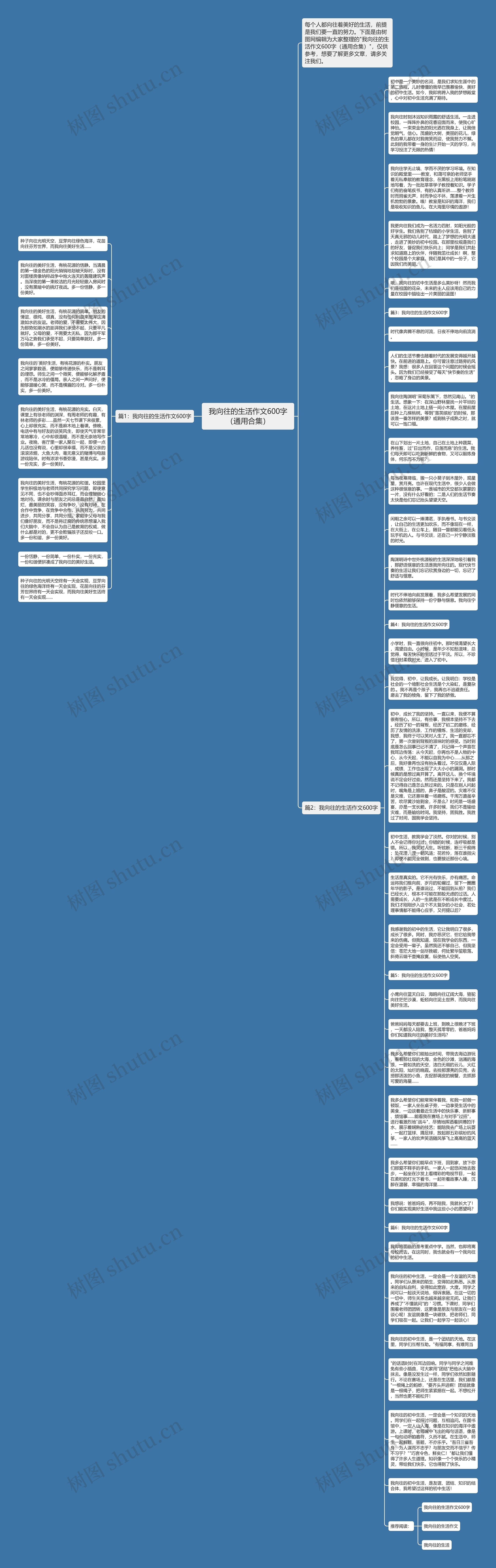 我向往的生活作文600字（通用合集）思维导图
