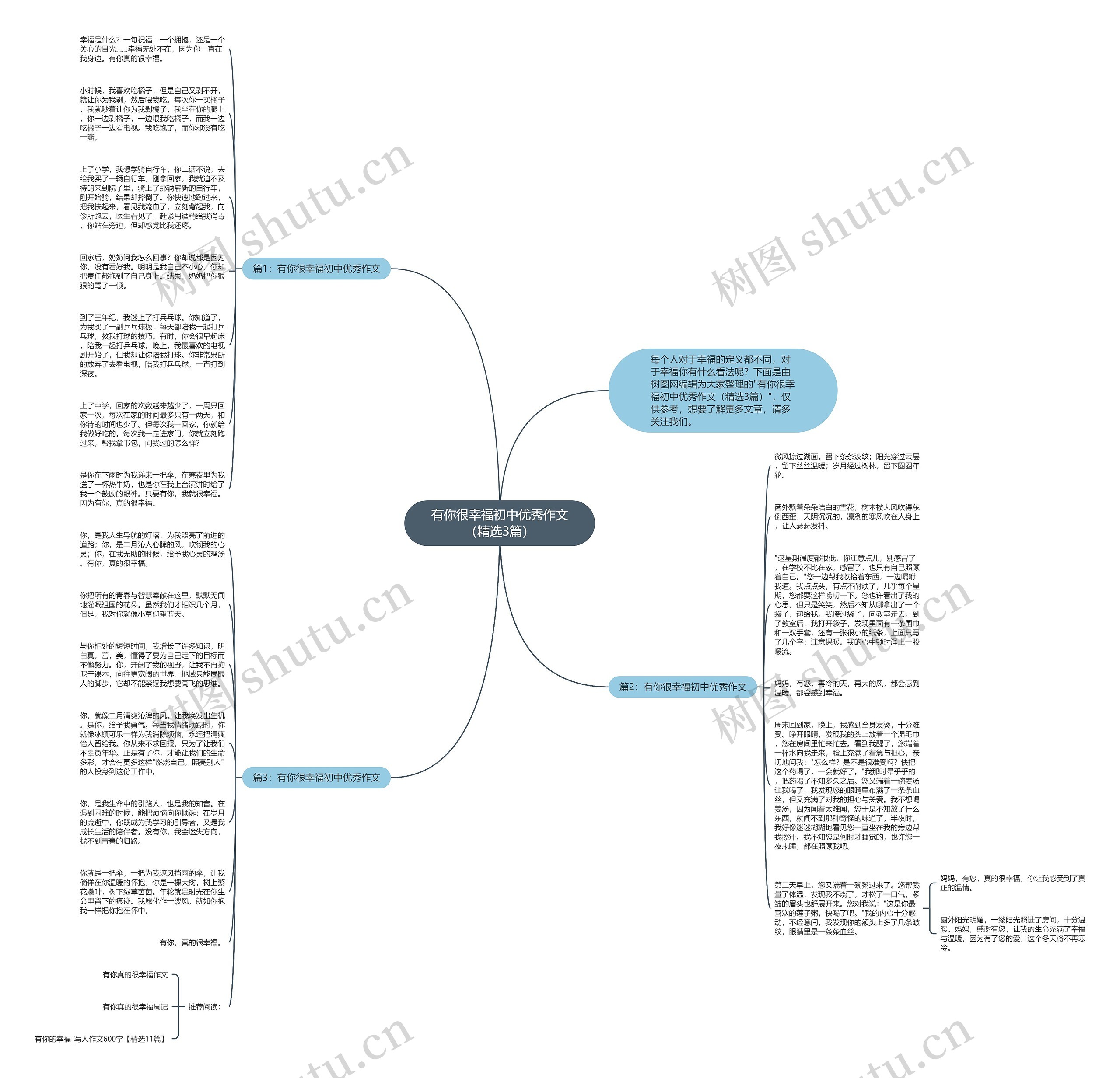 有你很幸福初中优秀作文（精选3篇）思维导图