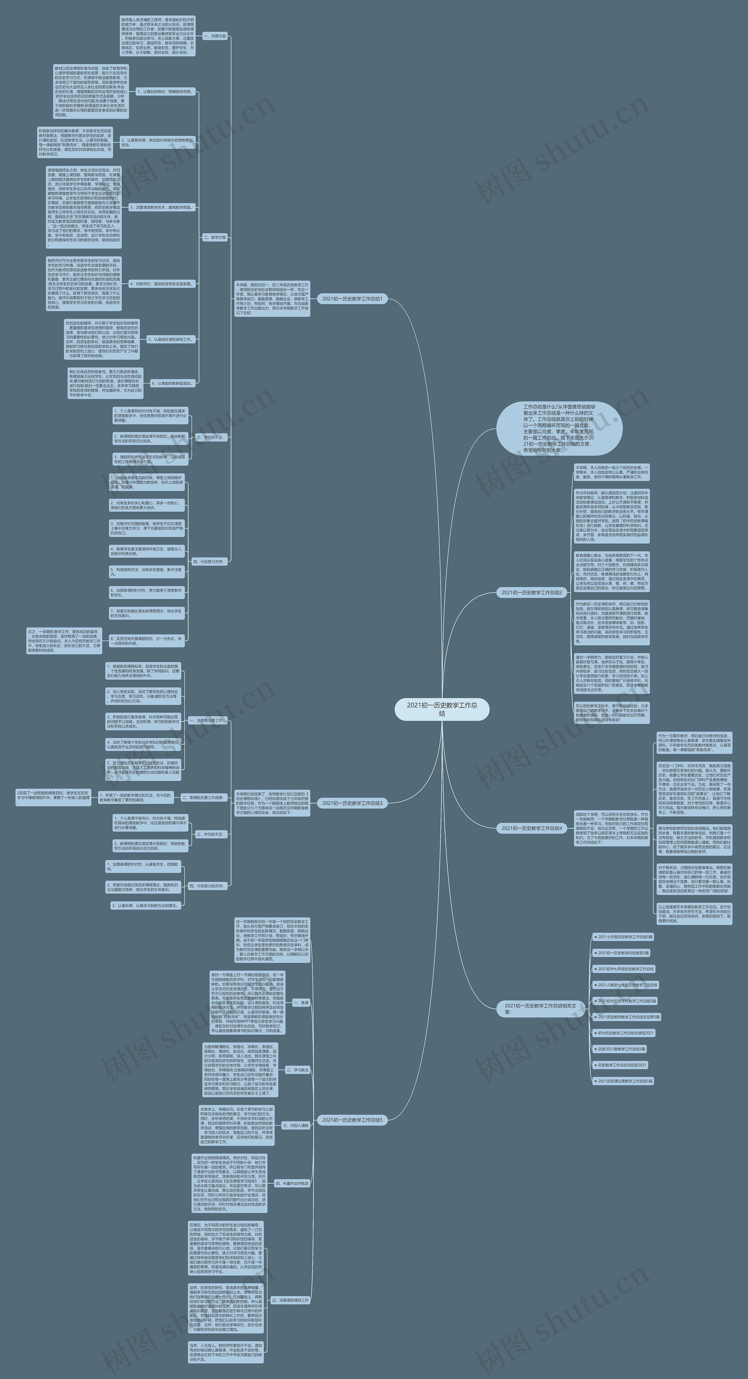 2021初一历史教学工作总结思维导图