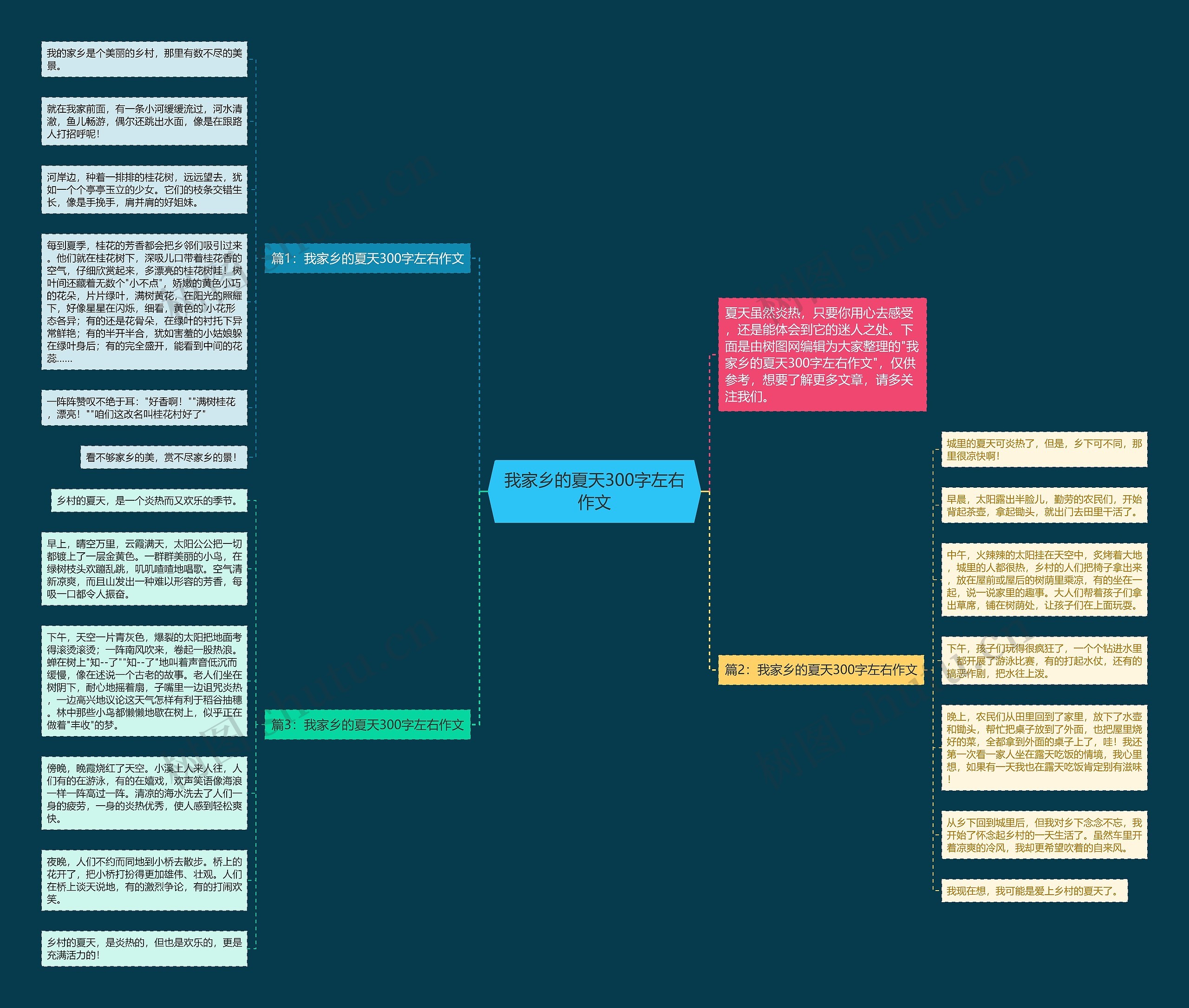 我家乡的夏天300字左右作文思维导图
