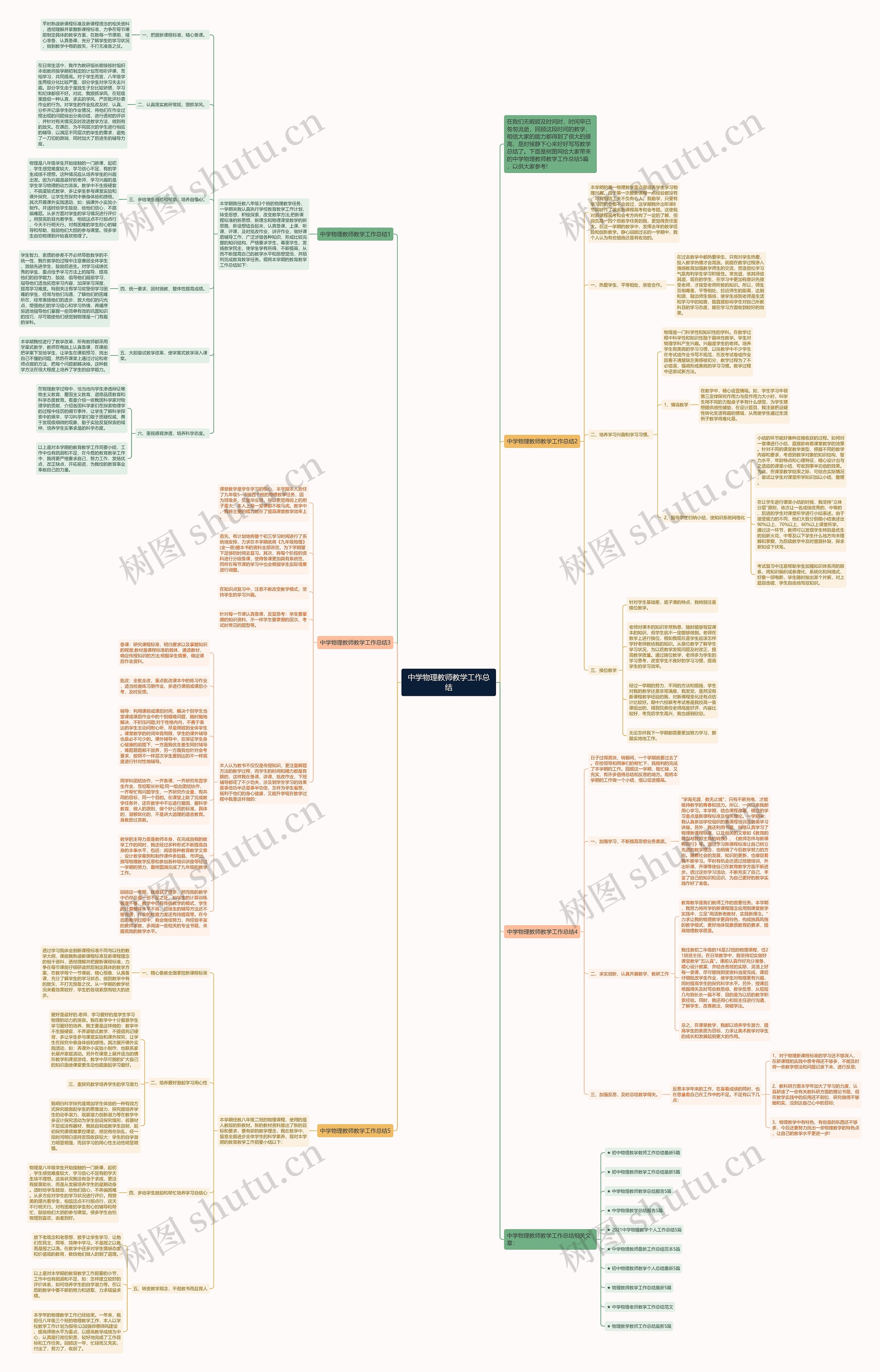 中学物理教师教学工作总结思维导图