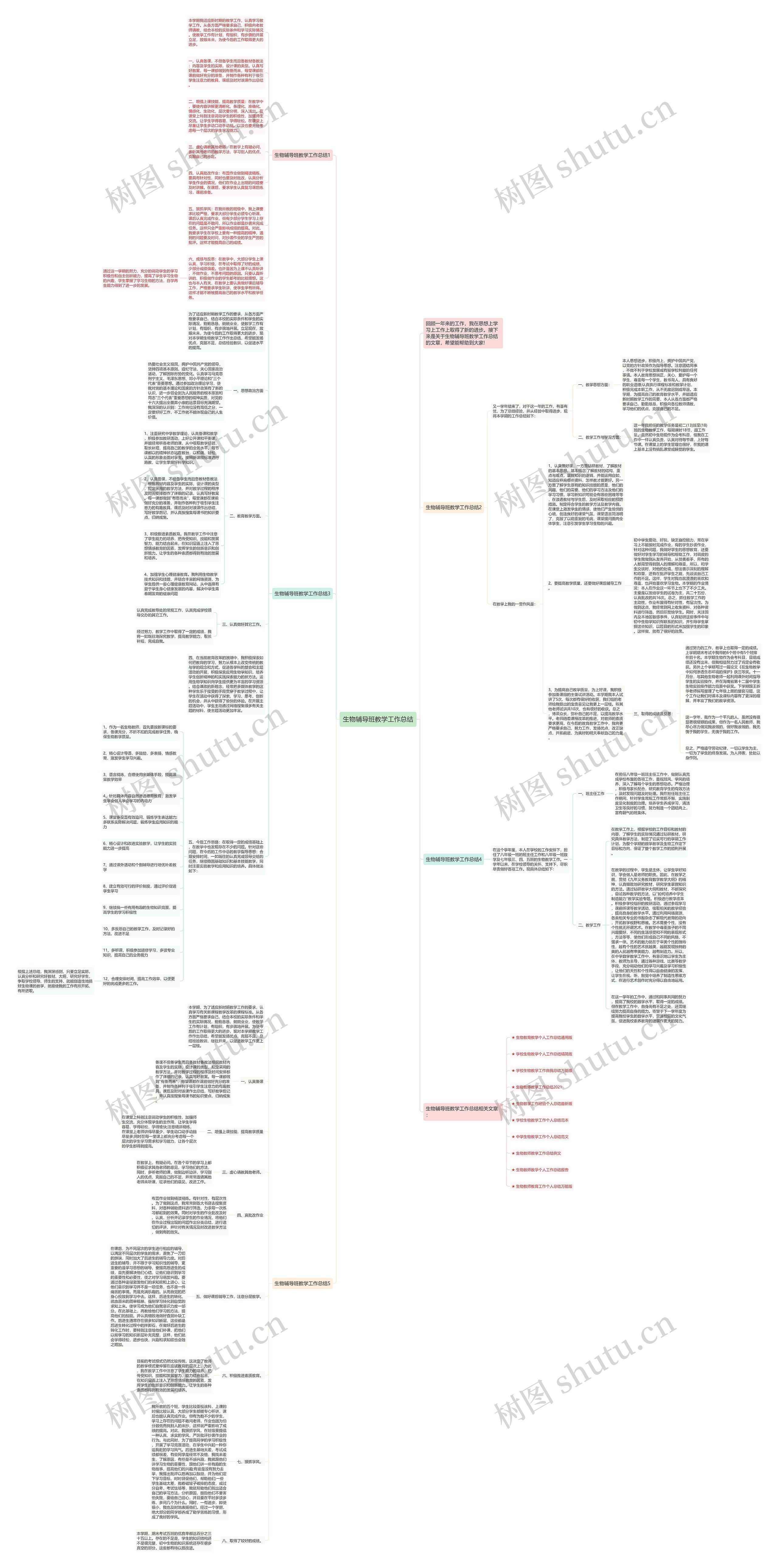 生物辅导班教学工作总结思维导图