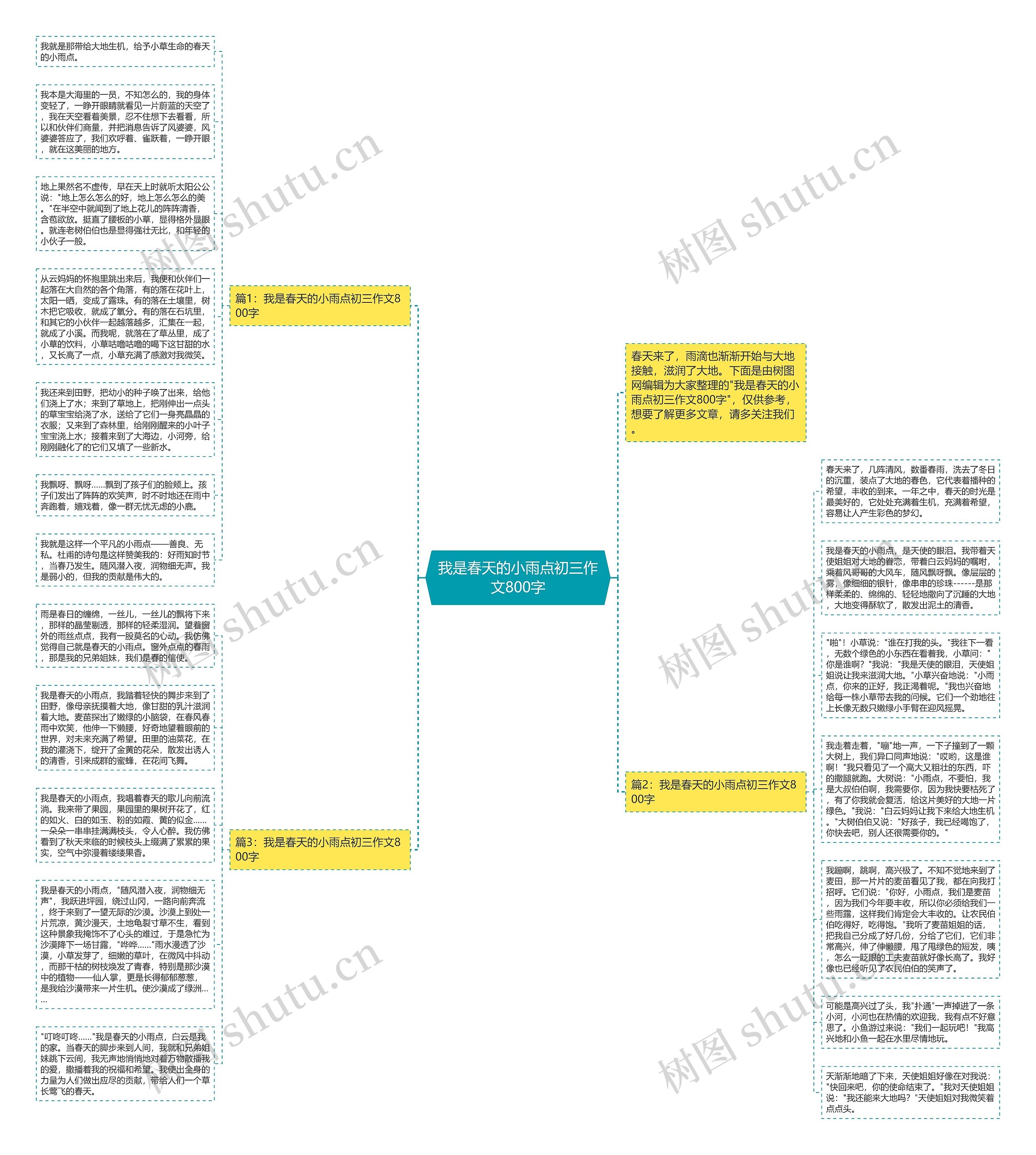 我是春天的小雨点初三作文800字思维导图